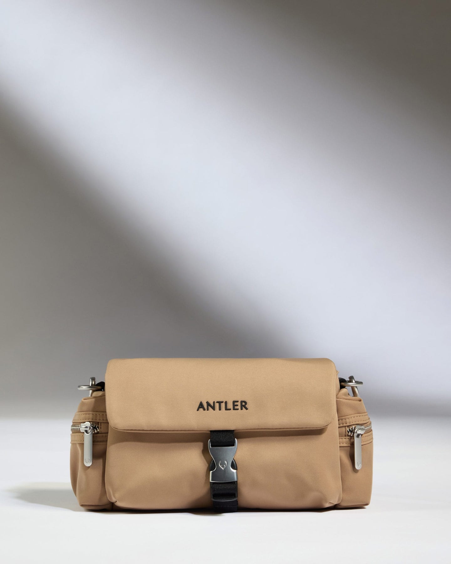 Antler Luggage -  Icon Mini Messenger in Sand - Cross Body Bag Icon Mini Messenger in Sand | Travel Bag | Canvas & Leather Bag