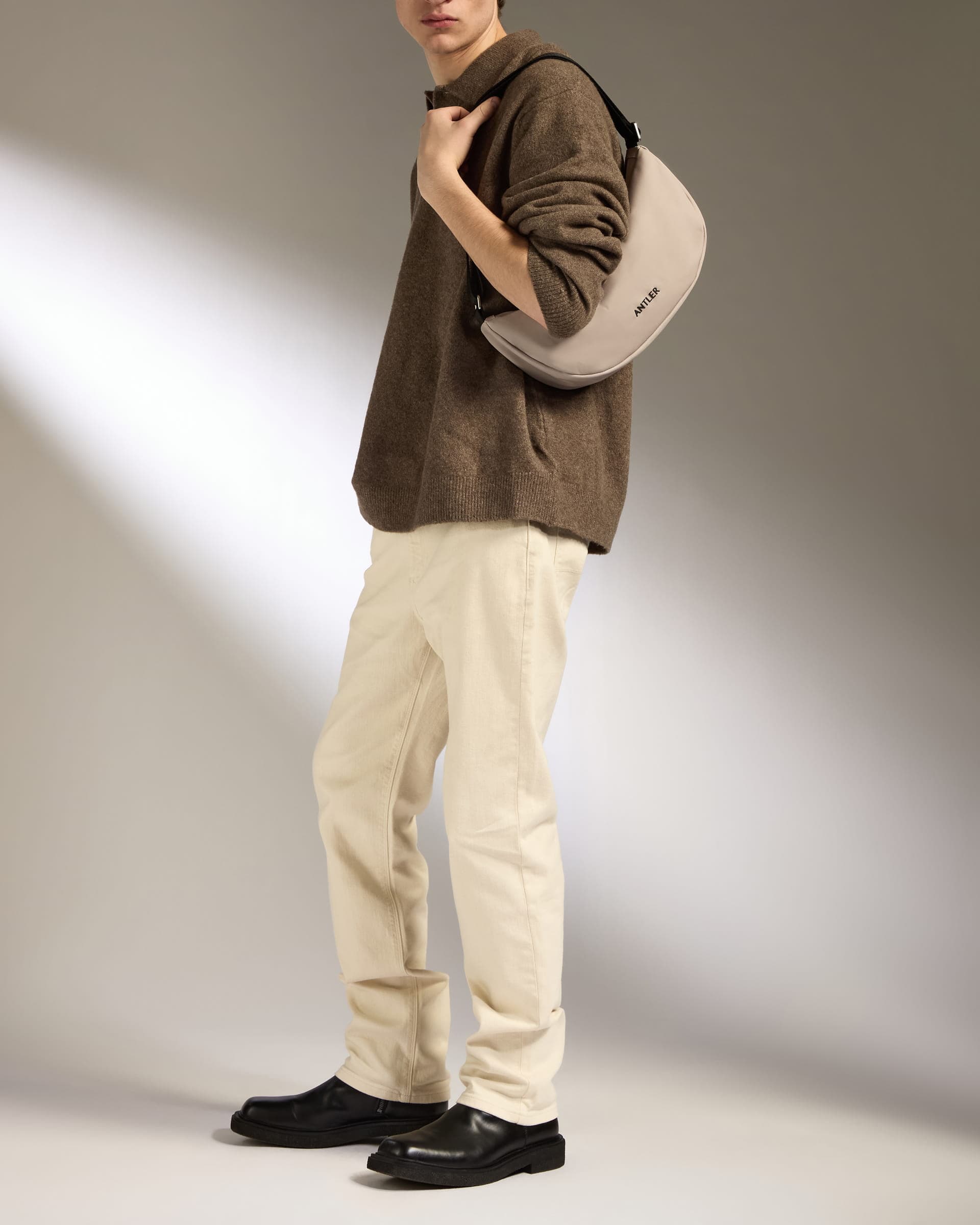 Antler Luggage -  Icon Slingbag in Taupe - Cross Body Bag Icon Slingbag Beige | Crossbody Travel Bag & Accessories