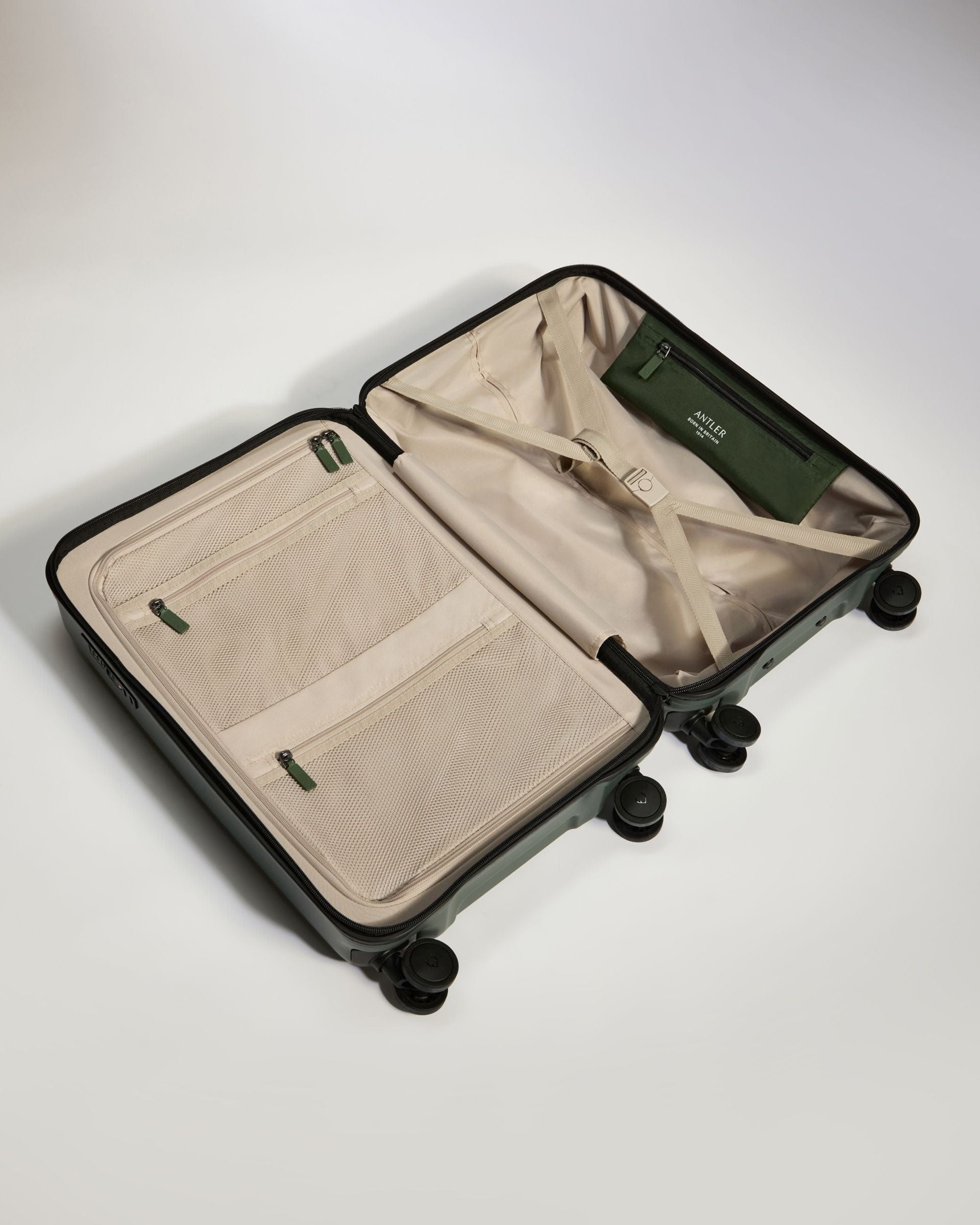 Antler Luggage -  Icon Stripe Biggest Cabin in Antler Green - Hard Suitcase Icon Stripe Biggest Cabin in Green | Lightweight & Hard Shell Suitcase