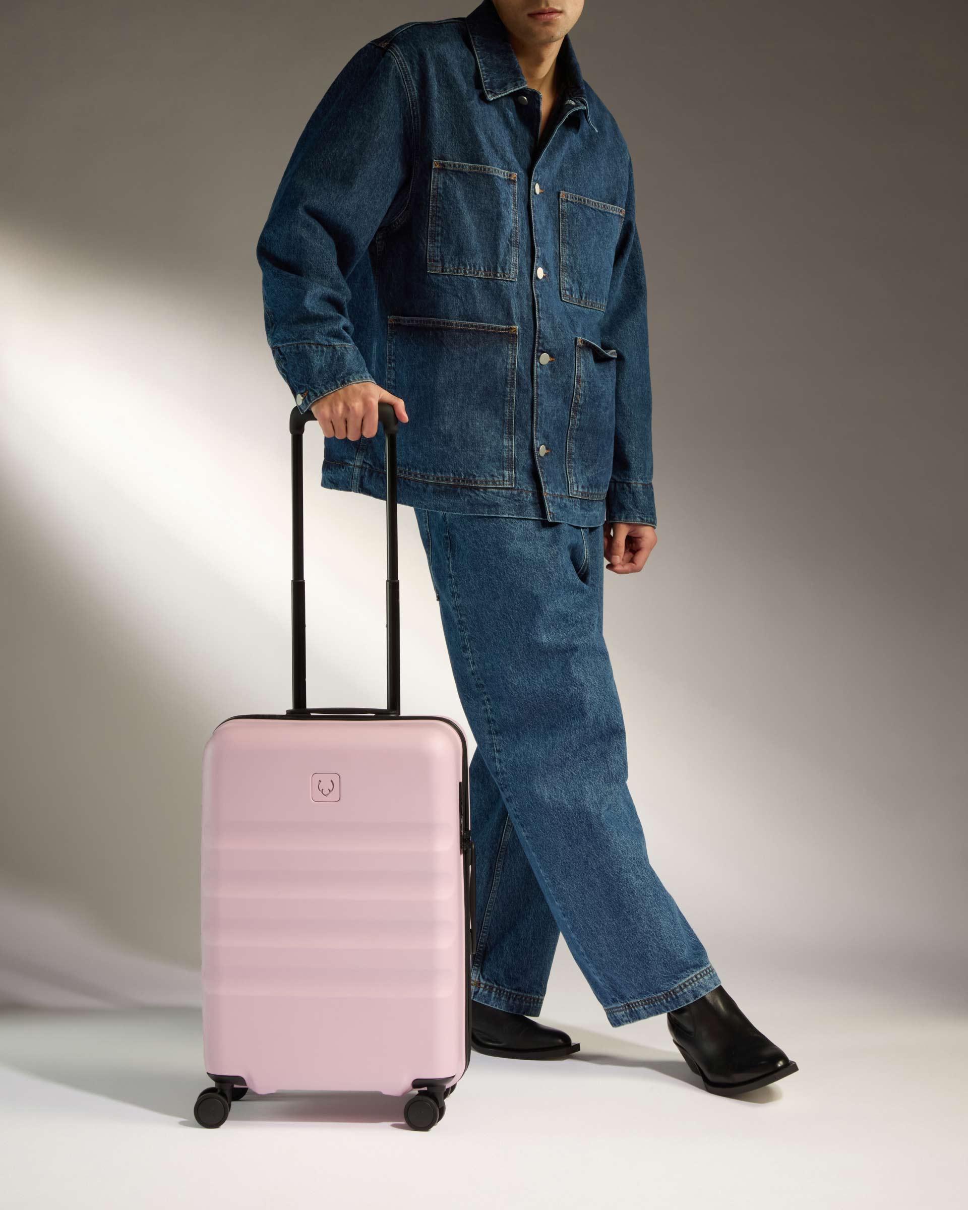 Antler Luggage -  Icon Stripe Biggest Cabin in Moorland Pink - Hard Suitcase Icon Stripe Biggest Cabin in Pink | Lightweight & Hard Shell Suitcase