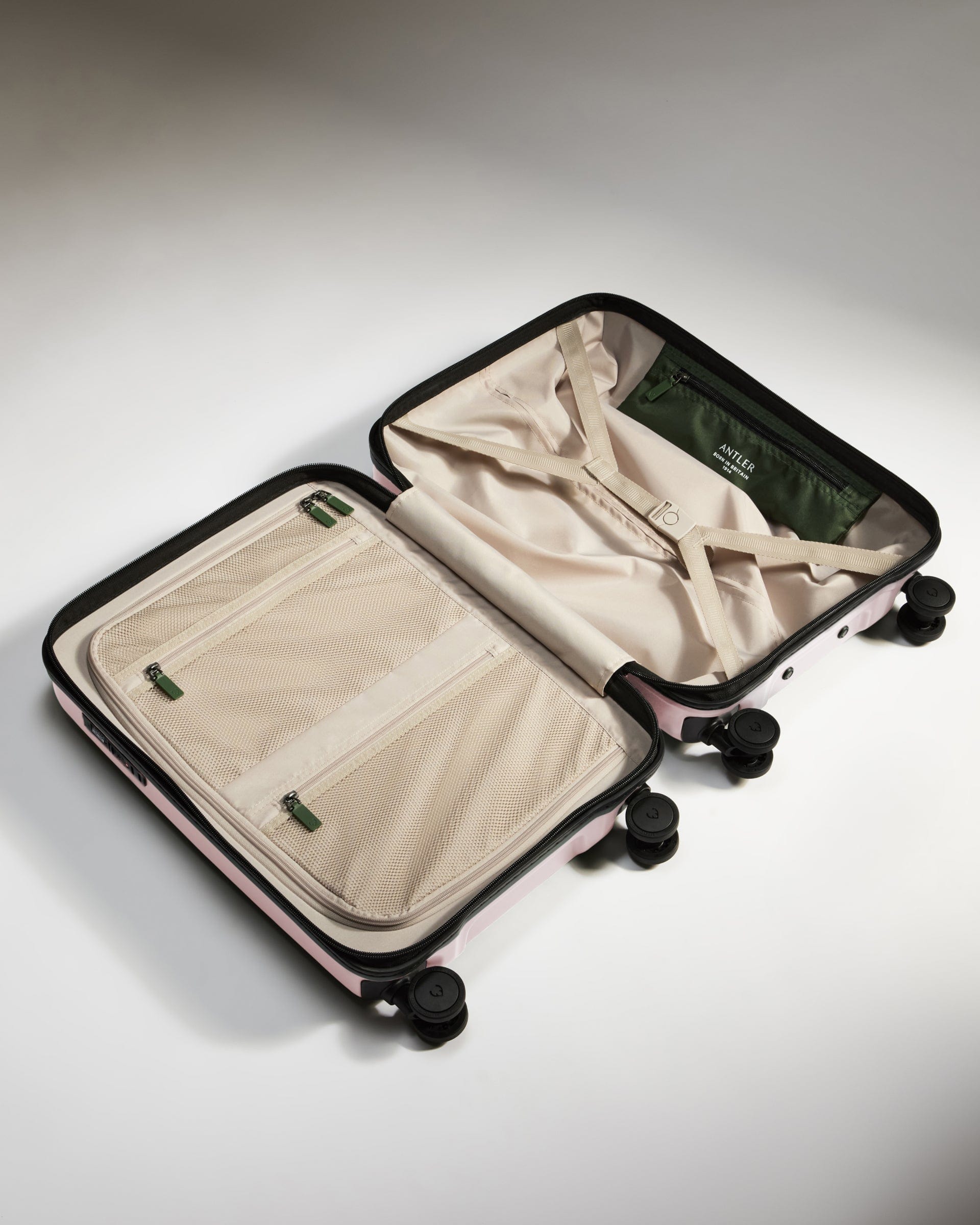 Antler Luggage -  Icon Stripe Cabin in Moorland Pink - Hard Suitcase Icon Stripe Cabin in Pink | Lightweight & Hard Shell Suitcase | Cabin Bag