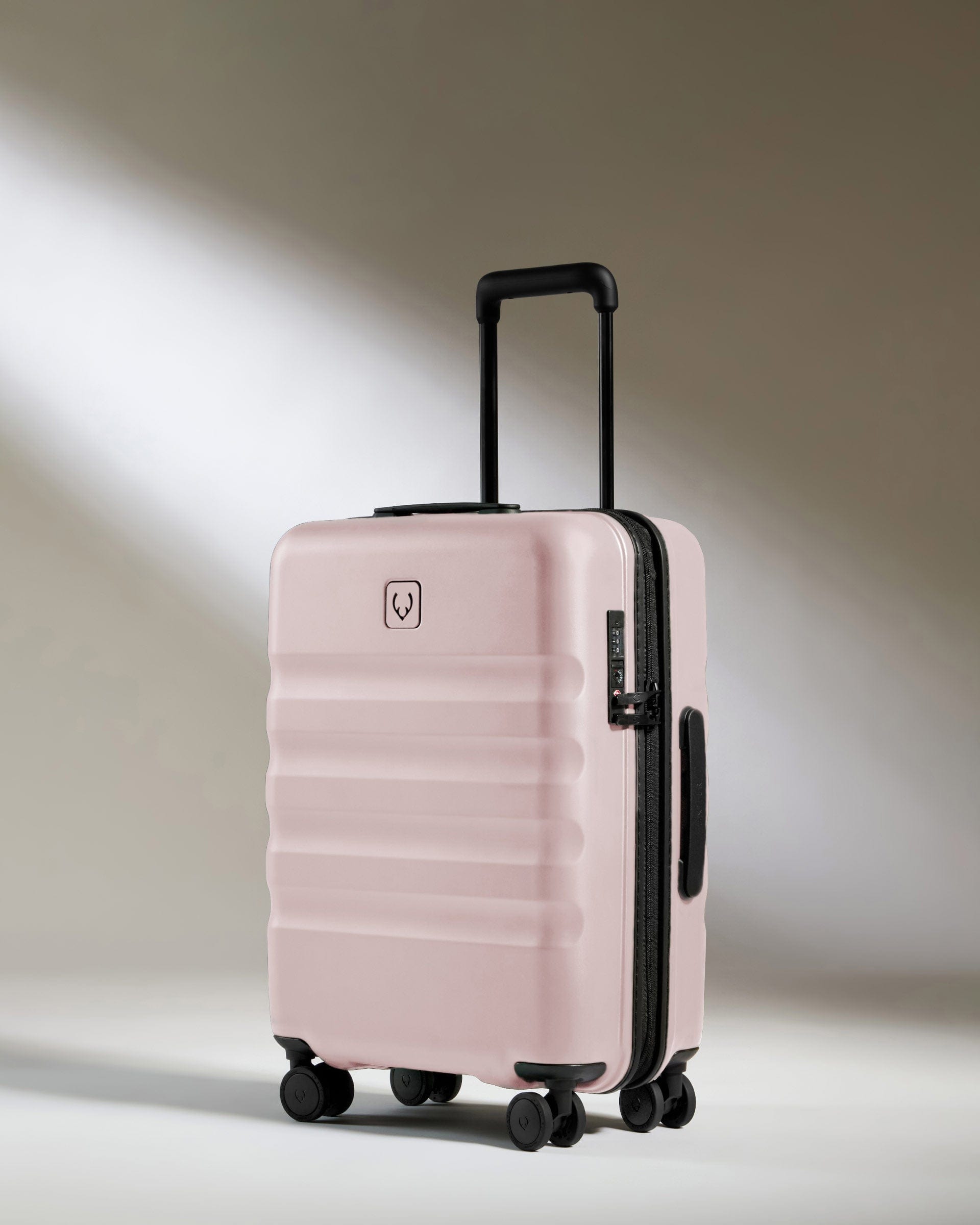 Antler Luggage -  Icon Stripe Cabin in Moorland Pink - Hard Suitcase Icon Stripe Cabin in Pink | Lightweight & Hard Shell Suitcase | Cabin Bag