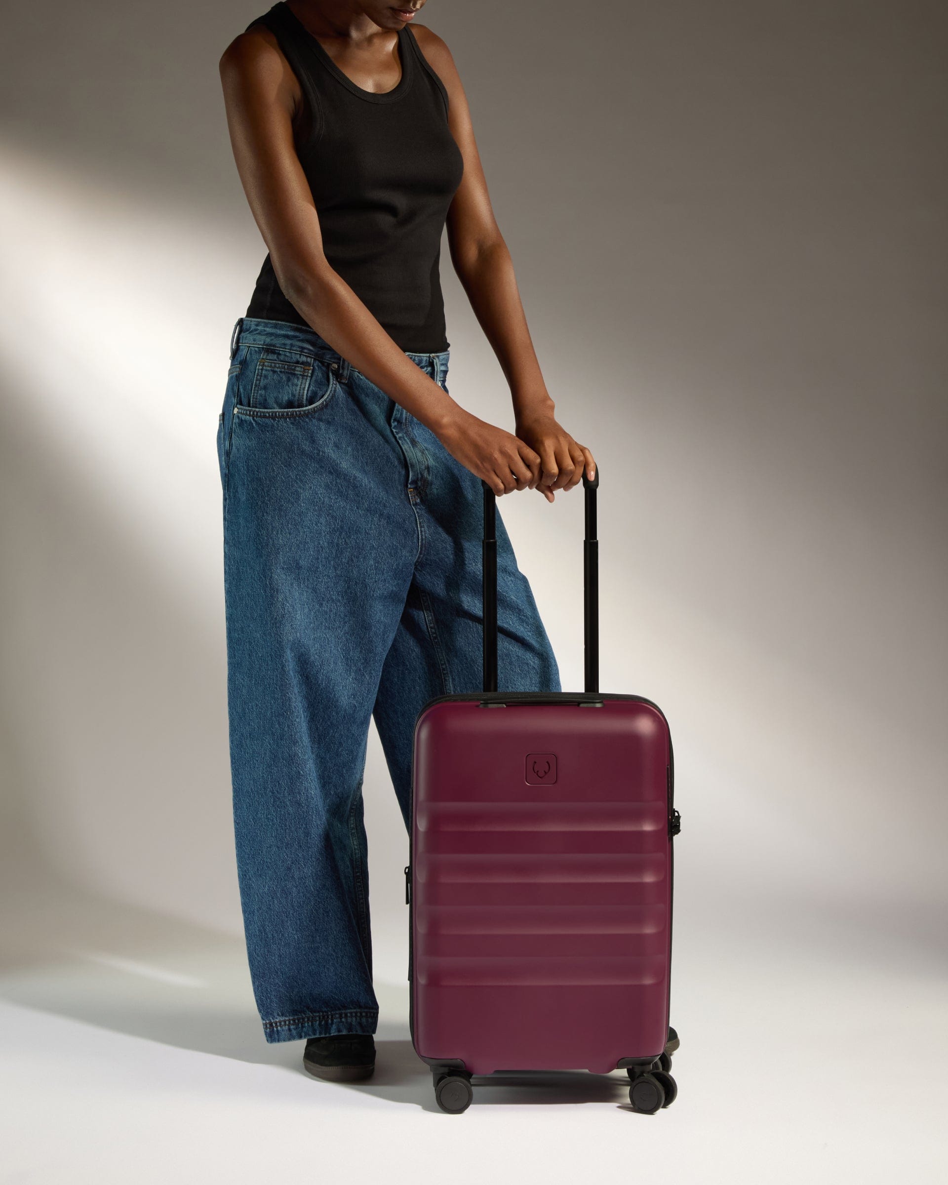 Antler Luggage -  Icon Stripe Cabin with Expander in Heather Purple - Hard Suitcase Icon Stripe Cabin with Expander in Purple | Lightweight & Hard Shell Suitcase