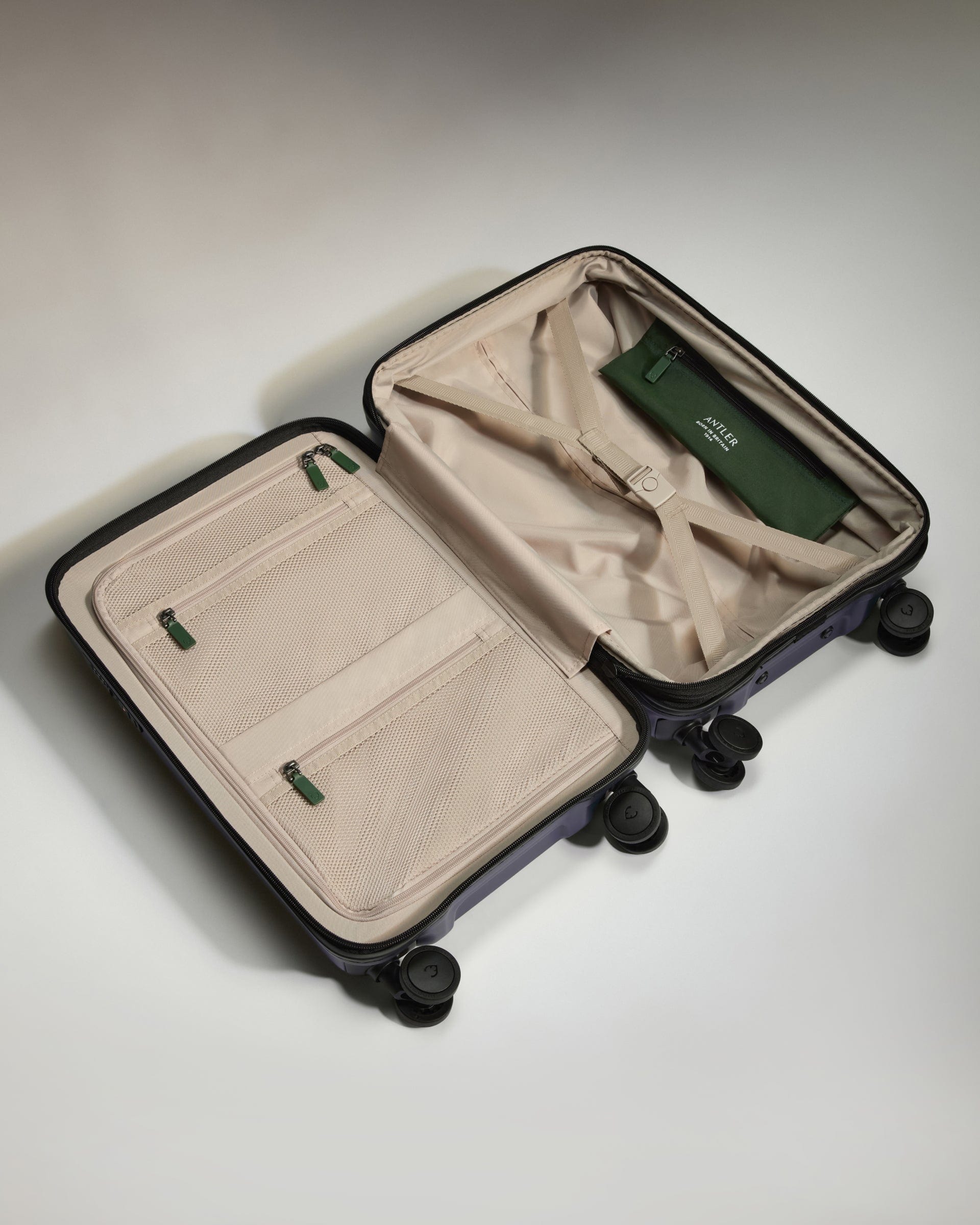 Antler Luggage -  Icon Stripe Cabin with Expander in Indigo Blue - Hard Suitcase Icon Stripe Cabin with Expander in Blue | Lightweight & Hard Shell Suitcase