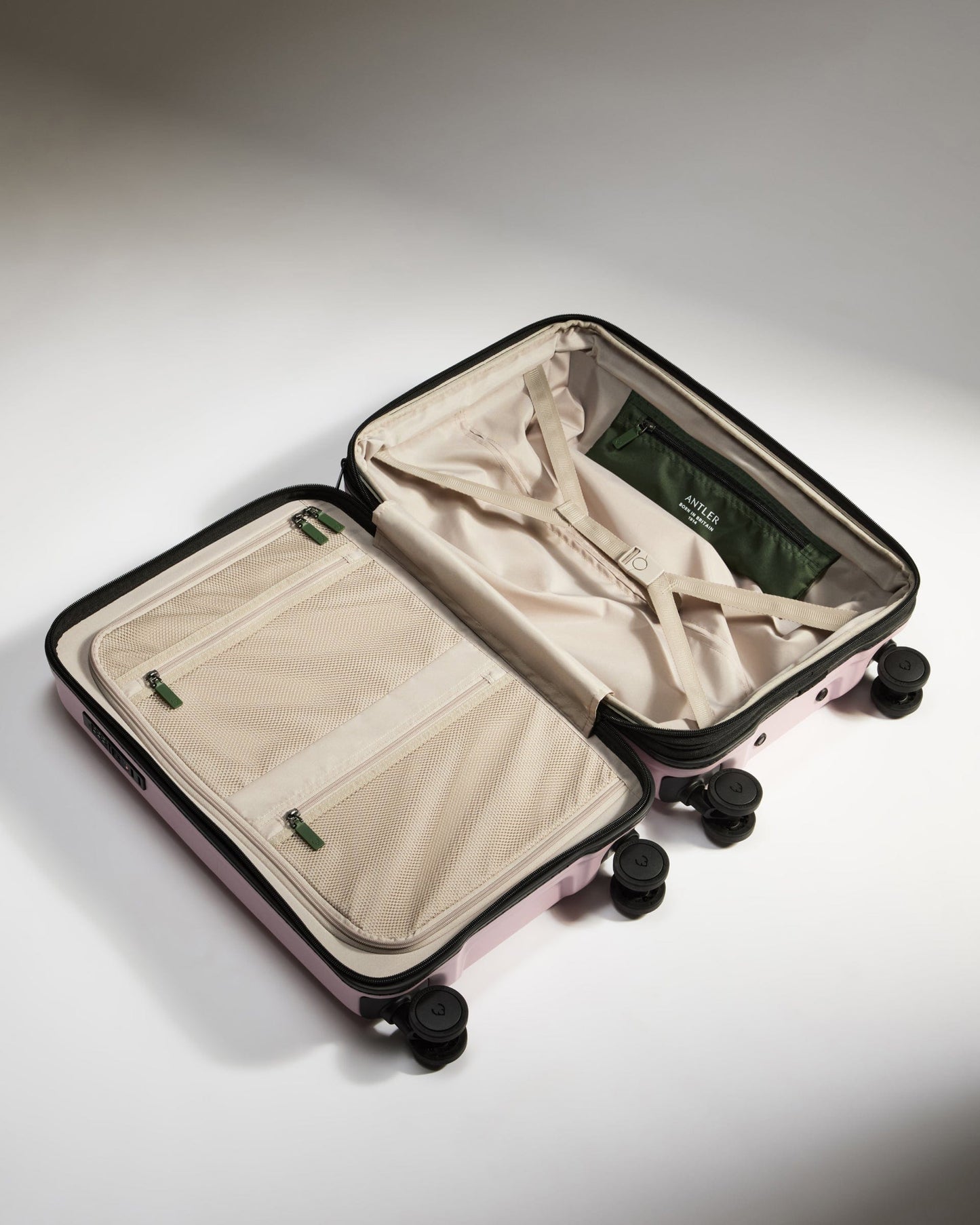 Antler Luggage -  Icon Stripe Cabin with Expander in Moorland Pink - Hard Suitcase Icon Stripe Cabin with Expander in Pink | Lightweight & Hard Shell Suitcase