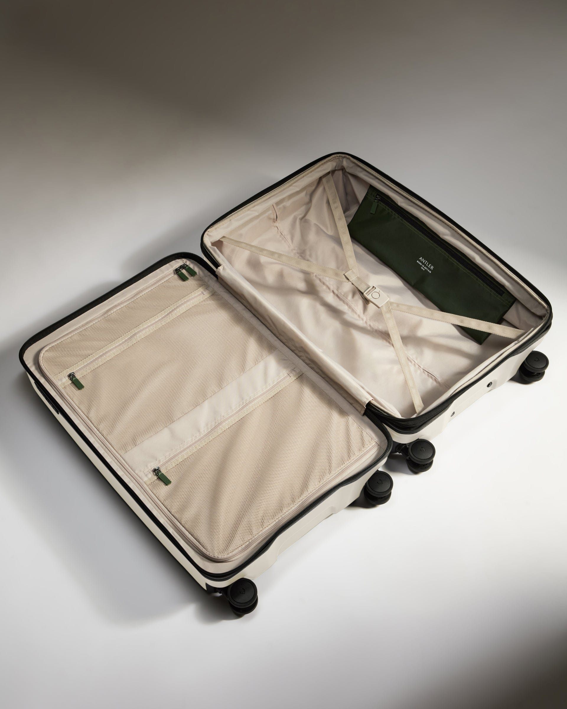 Antler Luggage -  Icon Stripe Large in Taupe - Hard Suitcase Icon Stripe Large Suitcase in Taupe | Lightweight & Hard Shell Suitcase