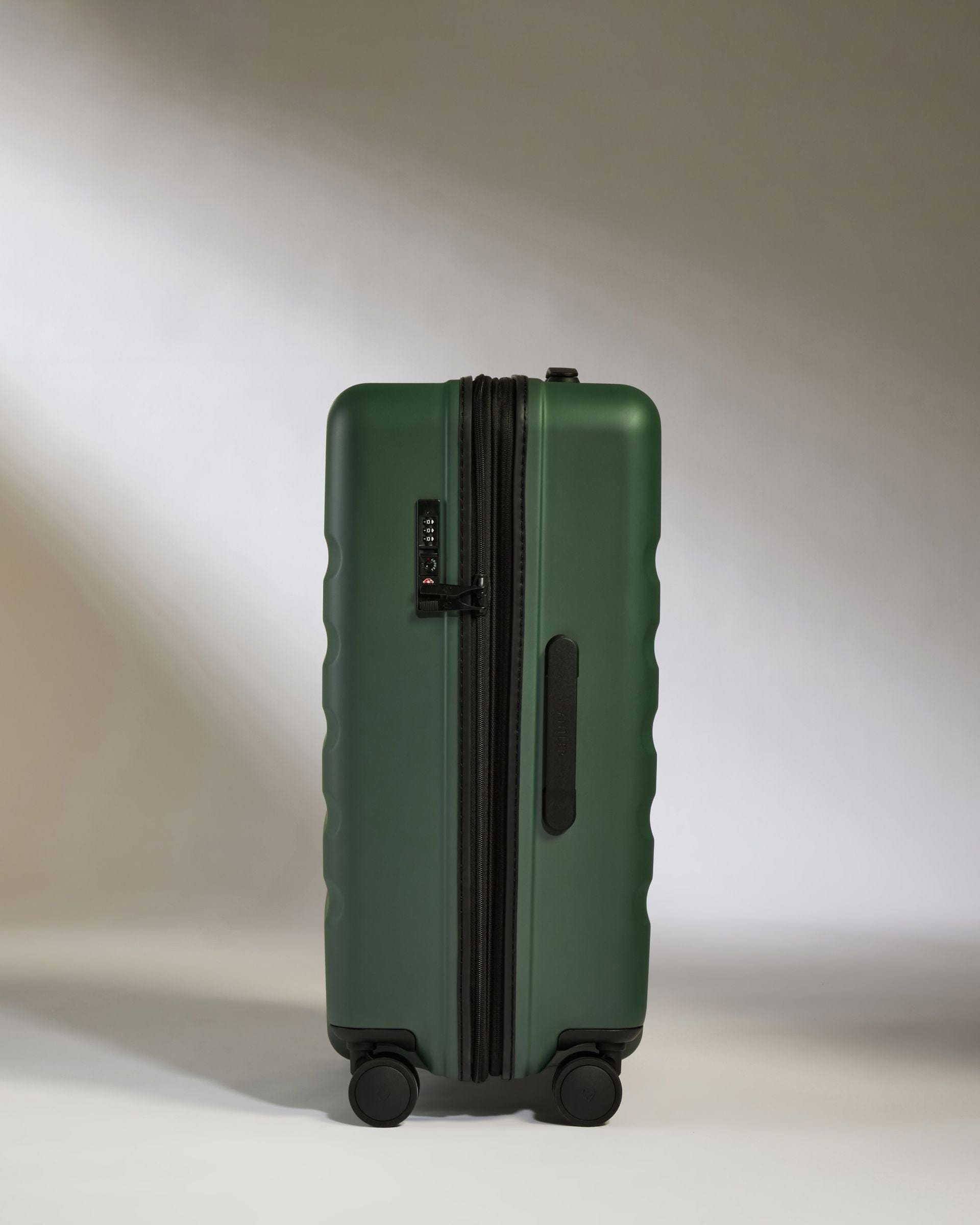 Antler Luggage -  Icon Stripe Medium in Antler Green - Hard Suitcase Icon Stripe Medium Suitcase in Green | Lightweight & Hard Shell Suitcase