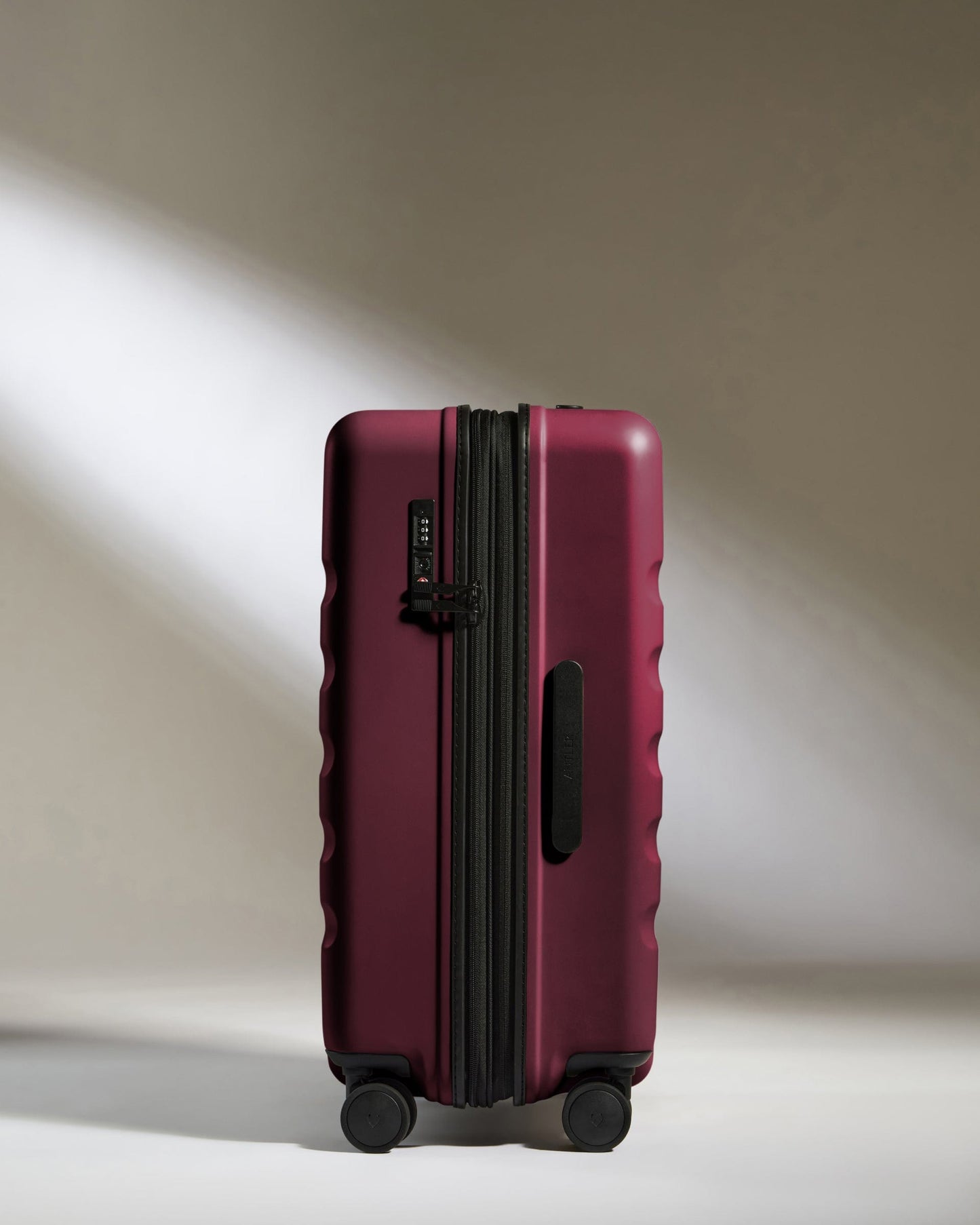 Antler Luggage -  Icon Stripe Medium in Heather Purple - Hard Suitcase Icon Stripe Medium Suitcase in Purple | Lightweight & Hard Shell Suitcase