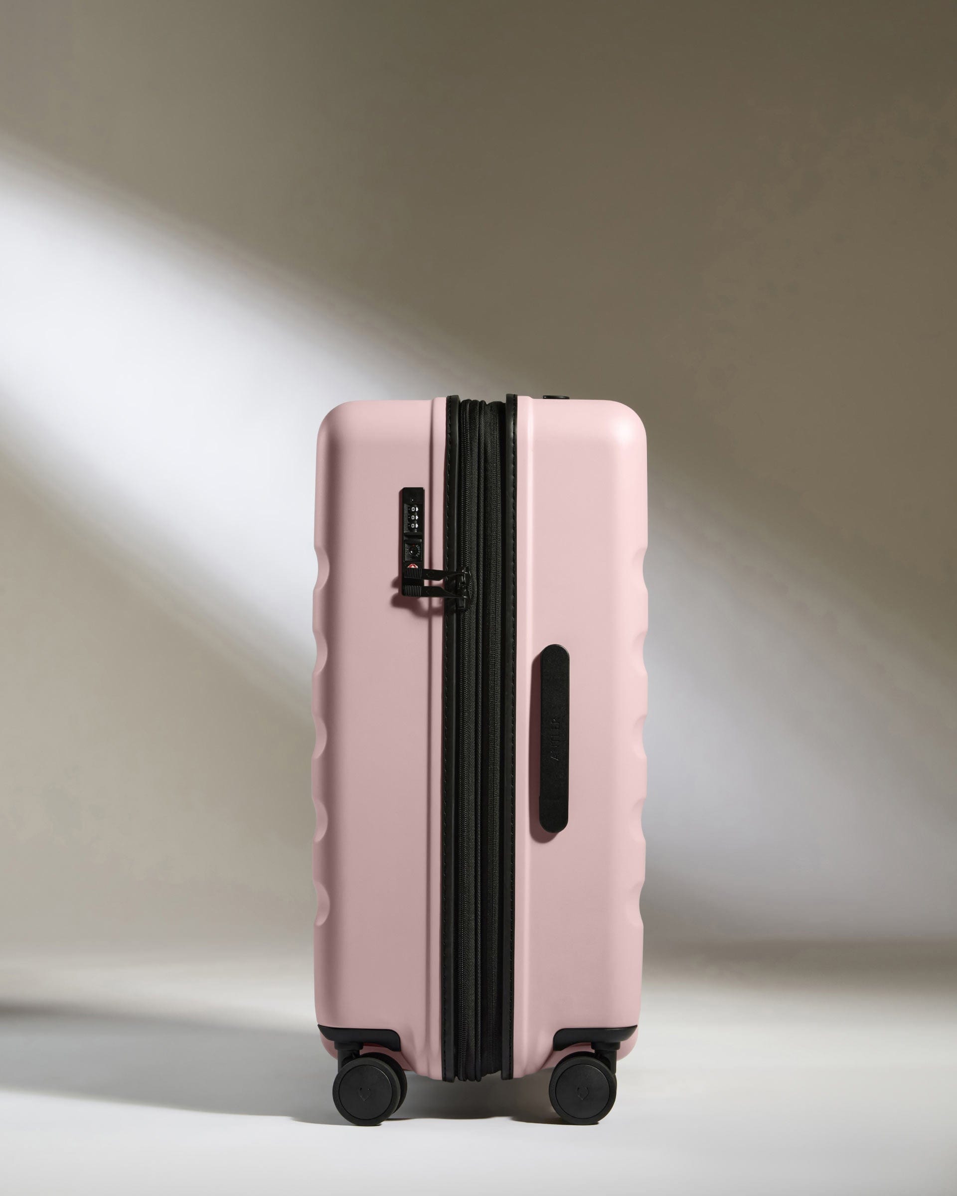 Antler Luggage -  Icon Stripe Medium in Moorland Pink - Hard Suitcase Icon Stripe Medium Suitcase in Pink | Lightweight & Hard Shell Suitcase