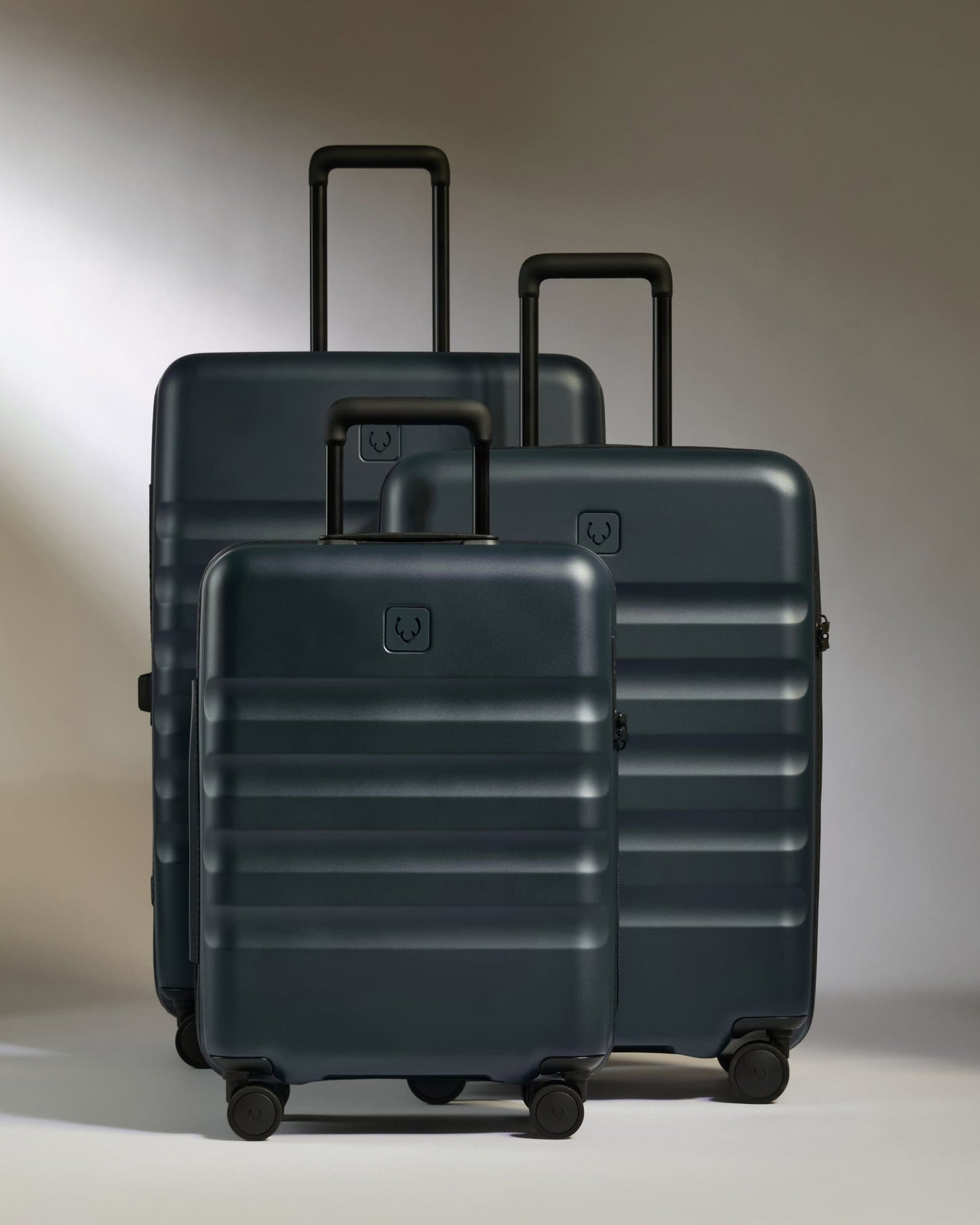 Antler Luggage -  Icon Stripe Set in Indigo Blue - Hard Suitcase Icon Stripe Set in Blue | Lightweight & Hard Shell Suitcase