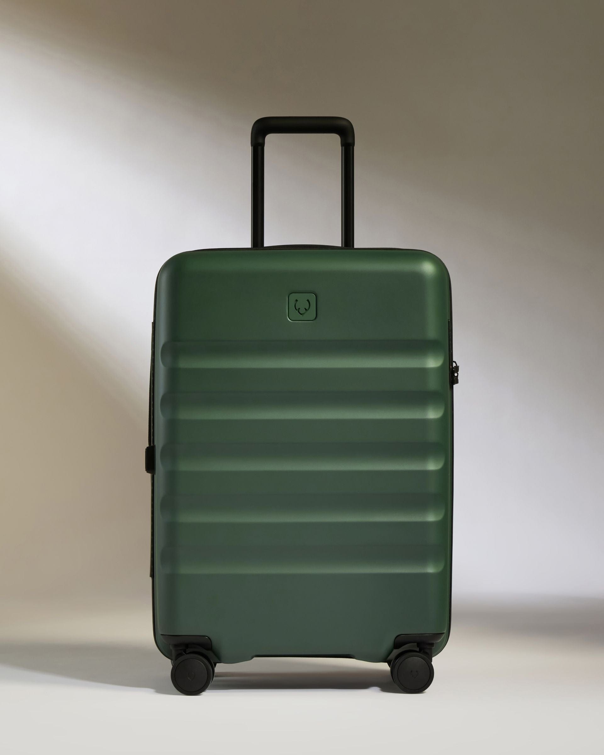 Antler Luggage -  Icon Stripe Set with Biggest Cabin in Antler Green - Hard Suitcase Icon Stripe Set with Biggest Cabin in Green | Lightweight & Hard Shell Suitcase