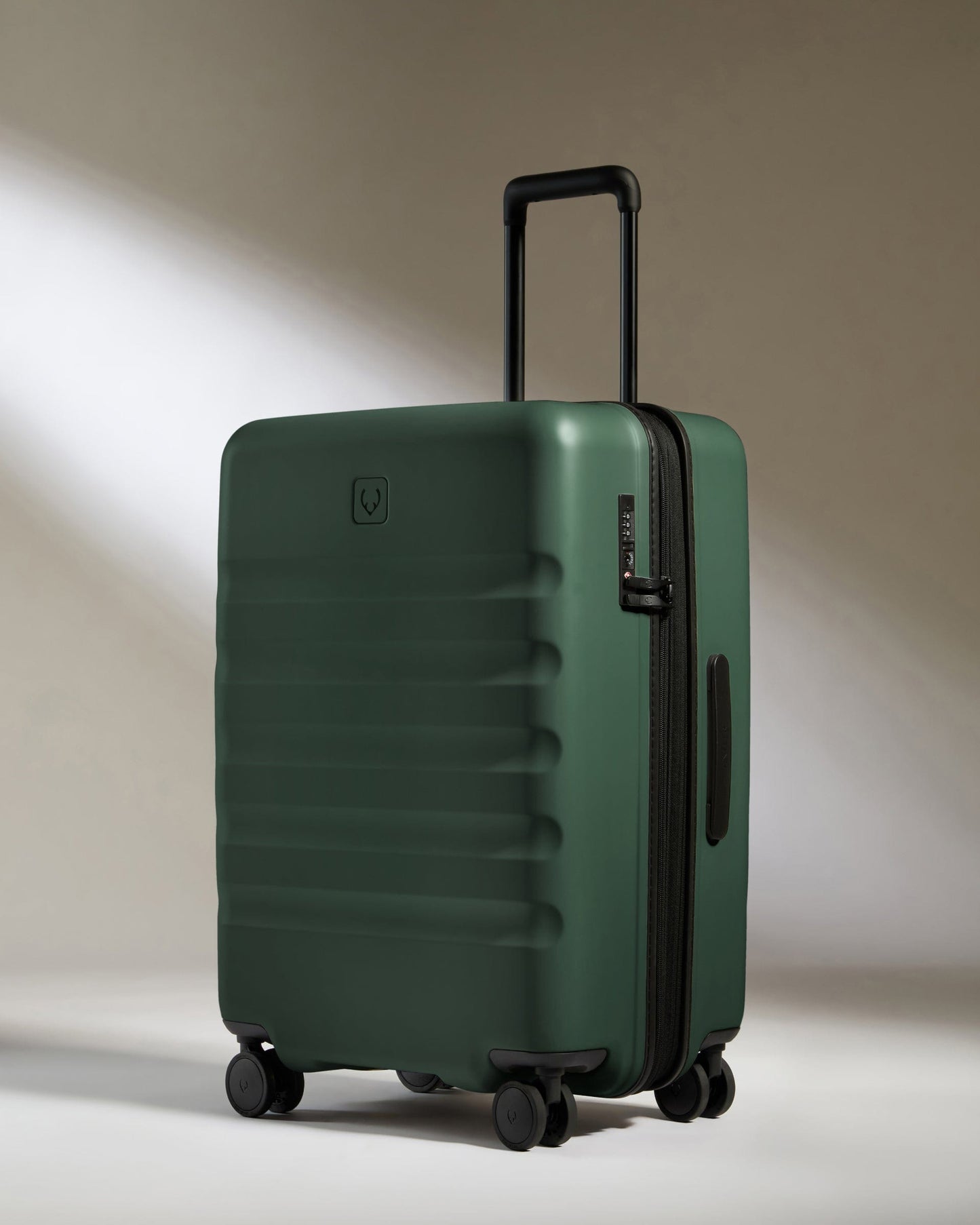 Antler Luggage -  Icon Stripe Set with Expander Cabin in Antler Green - Hard Suitcase Icon Stripe Set with Expander Cabin in Green | Lightweight & Hard Shell Suitcase