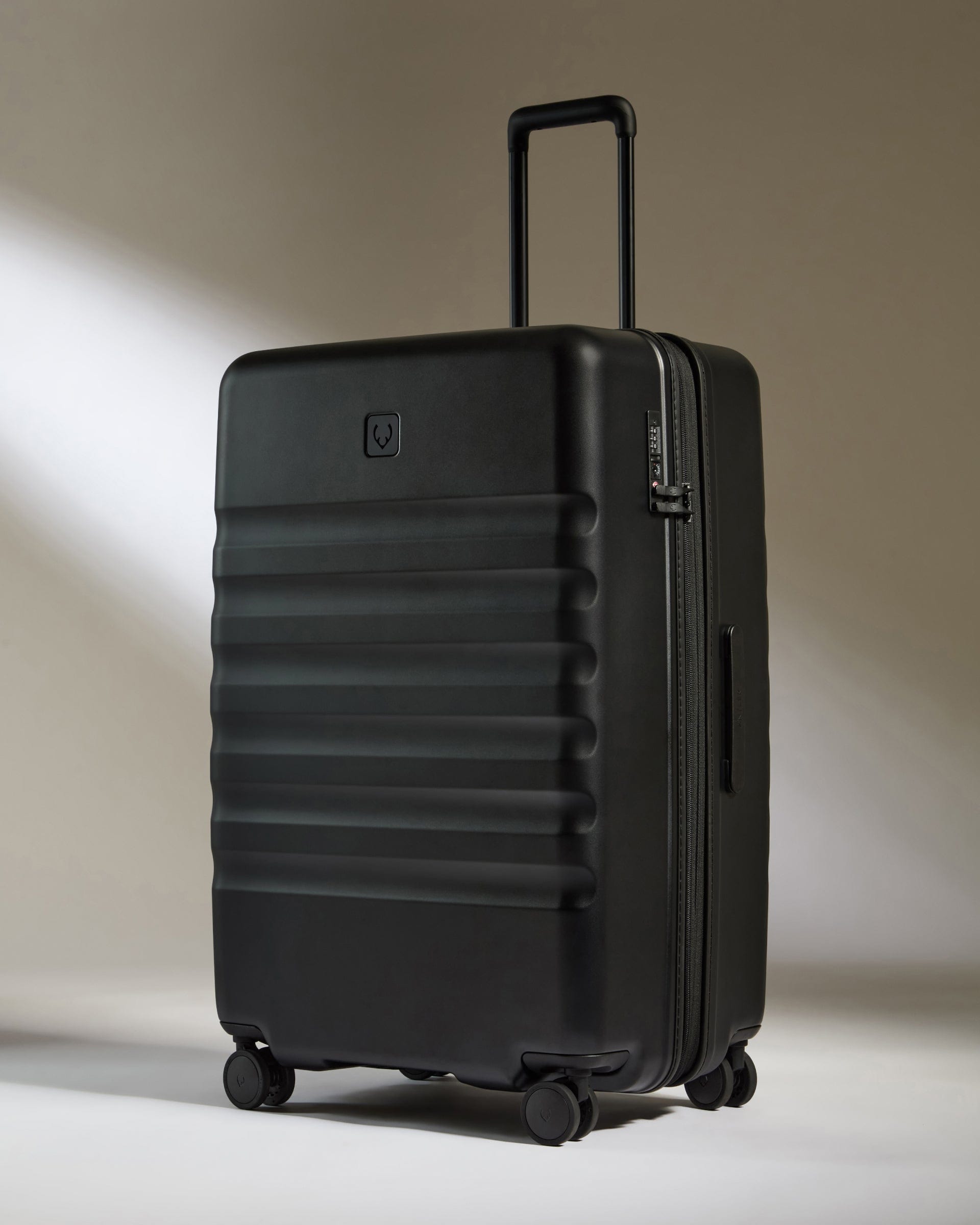 Antler Luggage -  Icon Stripe Set with Expander Cabin in Black - Hard Suitcase Icon Stripe Set with Expander Cabin in Black | Lightweight & Hard Shell Suitcase