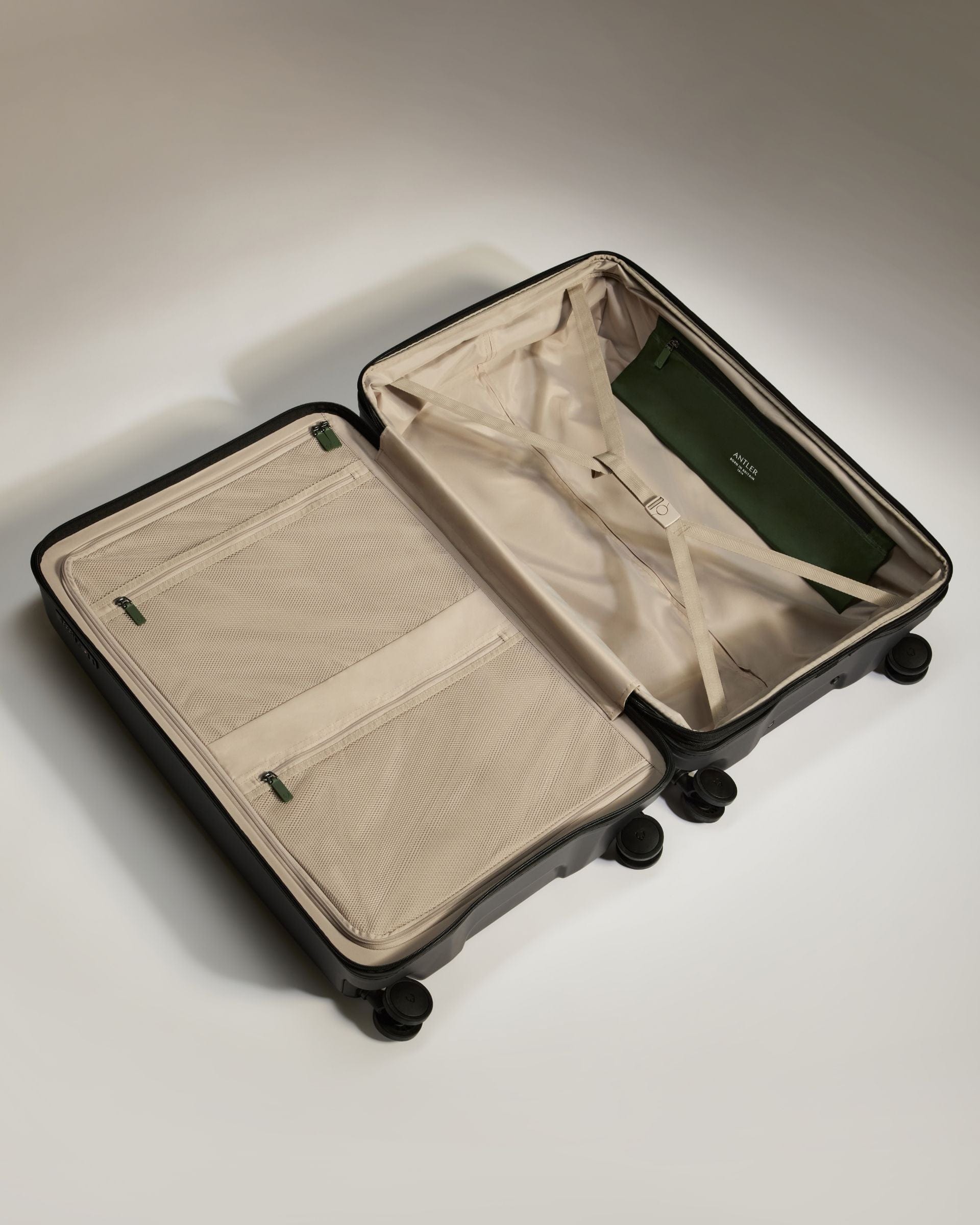 Antler Luggage -  Icon Stripe Set with Expander Cabin in Black - Hard Suitcase Icon Stripe Set with Expander Cabin in Black | Lightweight & Hard Shell Suitcase