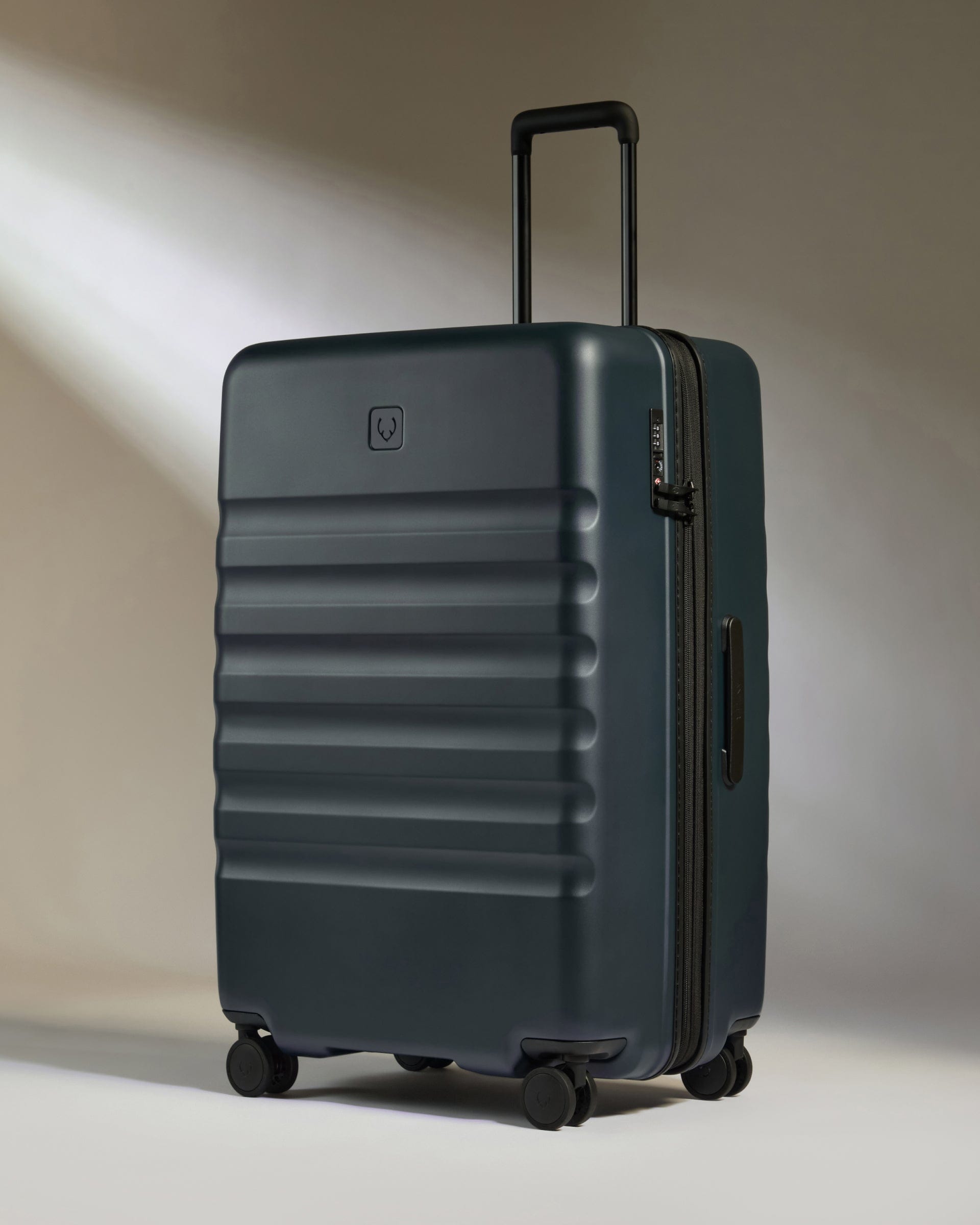 Antler Luggage -  Icon Stripe Set with Expander Cabin in Indigo Blue - Hard Suitcase Icon Stripe Set with Expander Cabin in Blue | Lightweight & Hard Shell Suitcase