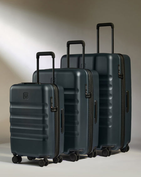 Antler Luggage -  Icon Stripe Set with Expander Cabin in Indigo Blue - Hard Suitcase Icon Stripe Set with Expander Cabin in Blue | Lightweight & Hard Shell Suitcase