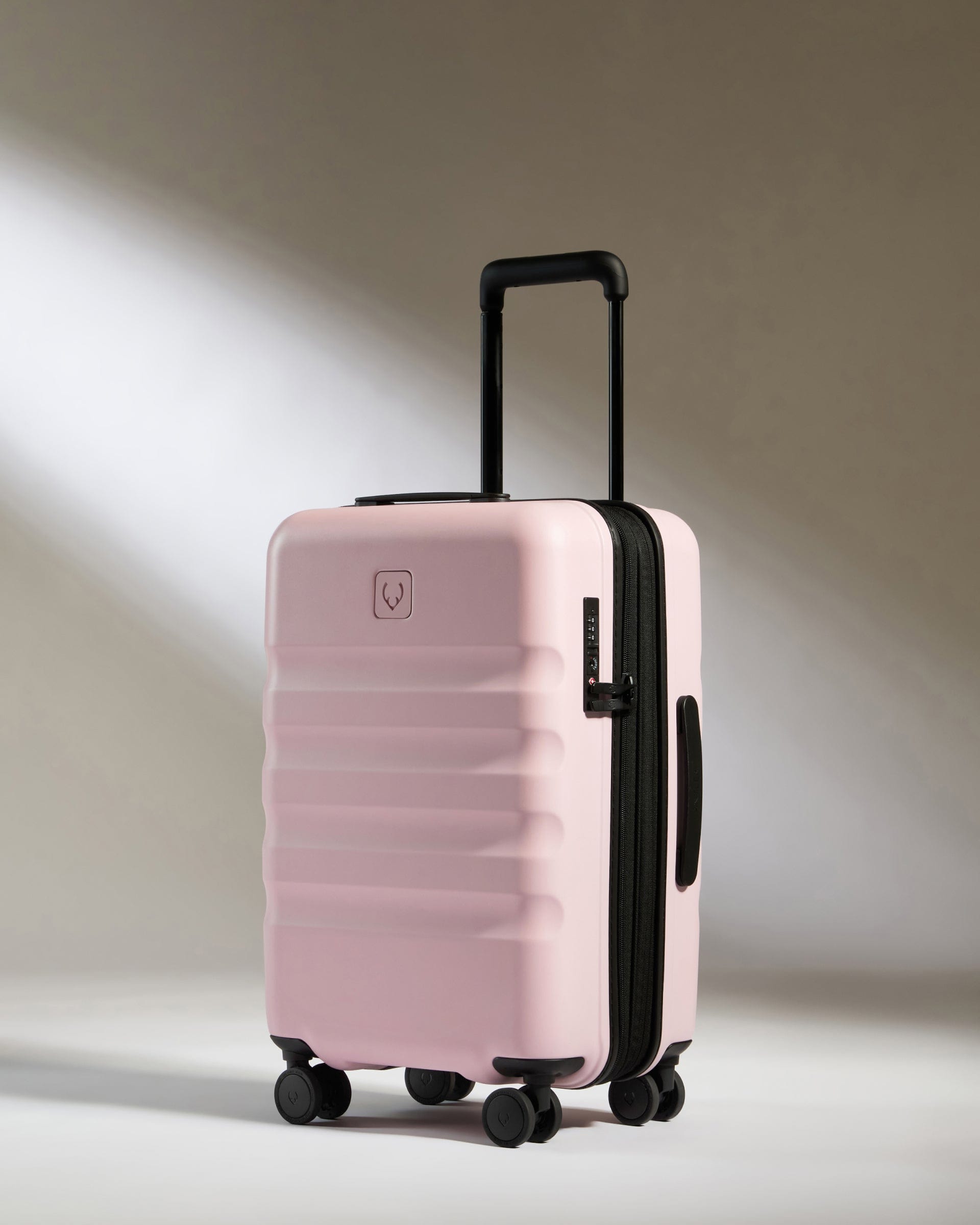 Antler Luggage -  Icon Stripe Set with Expander Cabin in Moorland Pink - Hard Suitcase Icon Stripe Set with Expander Cabin in Pink | Lightweight & Hard Shell Suitcase