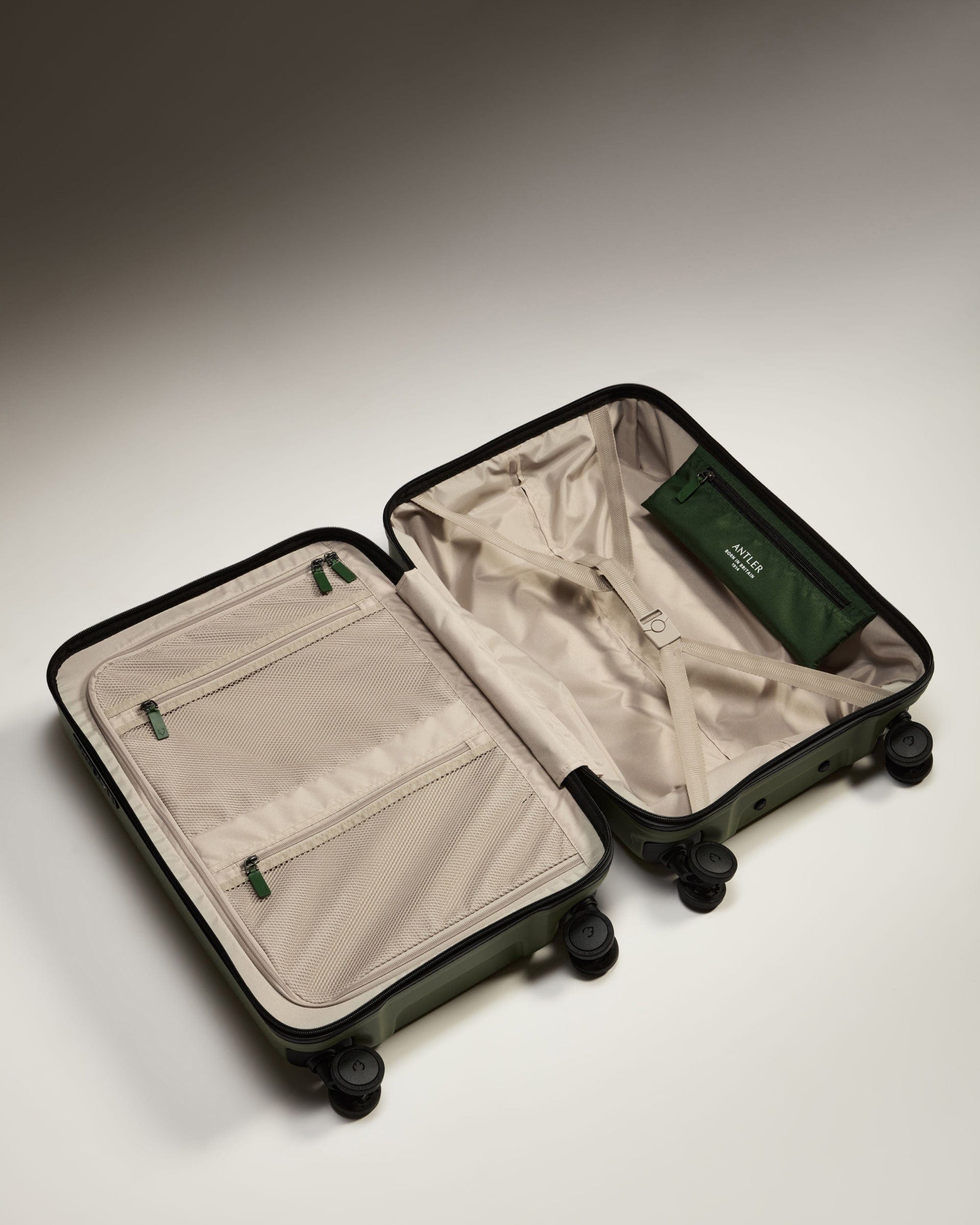 Antler Luggage -  Large Cabin Suitcase in Fern Green - Icon Stripe - Hard Suitcase Icon Stripe Biggest Cabin in Green | Lightweight & Hard Shell Suitcase