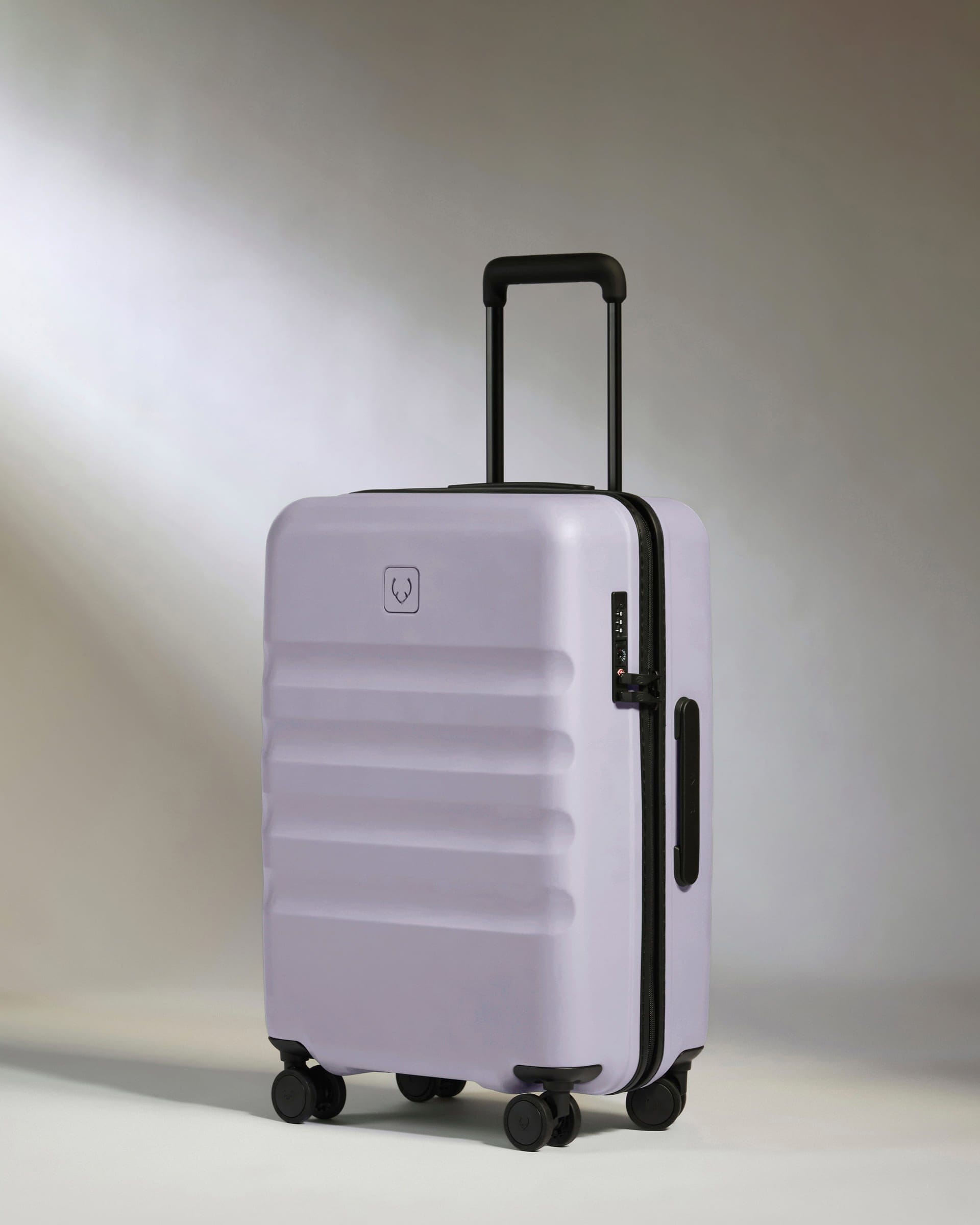 Antler Luggage -  Large Cabin Suitcase in Meadow Purple - Icon Stripe - Hard Suitcase - Large Cabin Icon Stripe Large Cabin in Light Purple | Lightweight & Hard Shell Suitcase