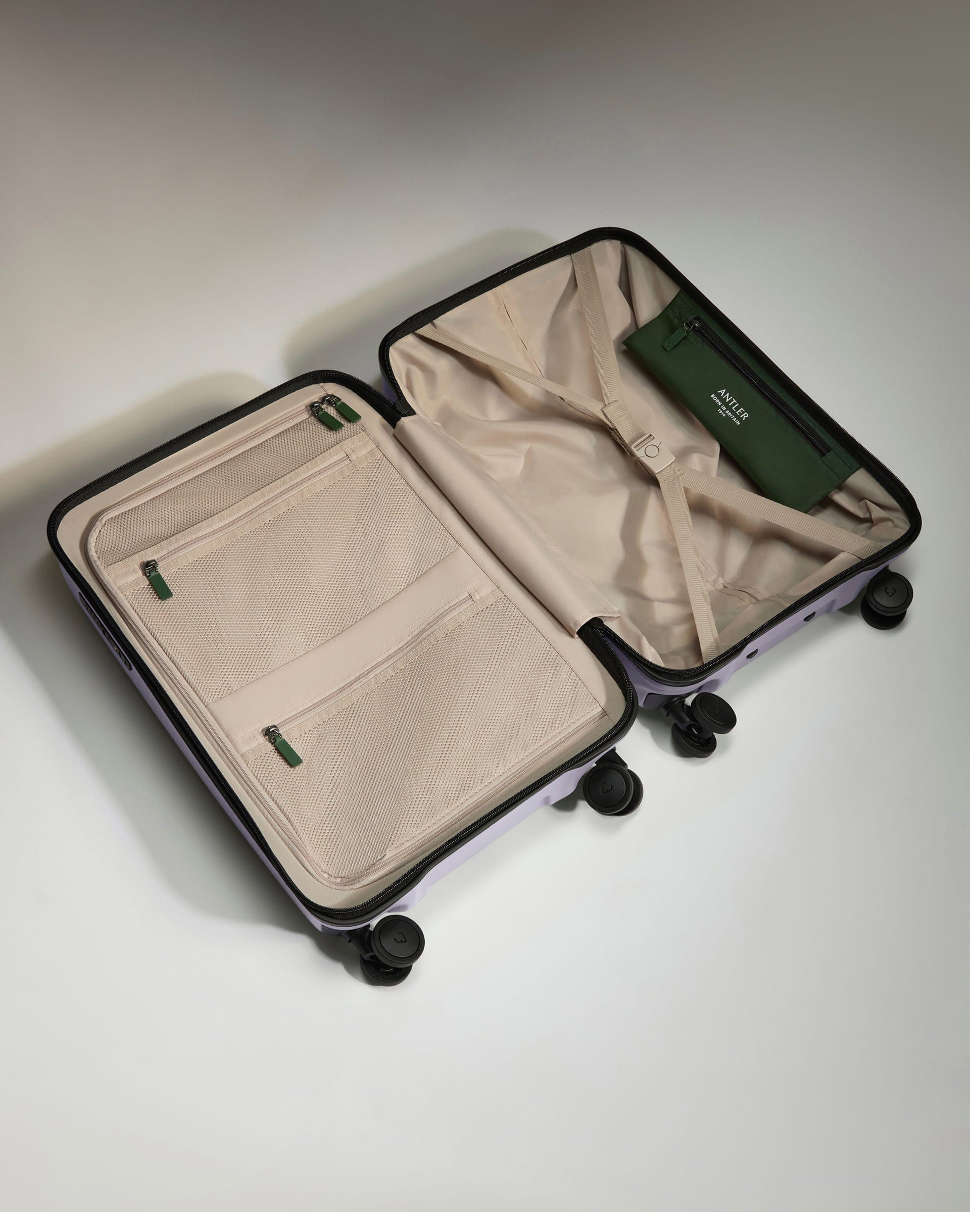 Antler Luggage -  Large Cabin Suitcase in Meadow Purple - Icon Stripe - Hard Suitcase - Large Cabin Icon Stripe Large Cabin in Light Purple | Lightweight & Hard Shell Suitcase