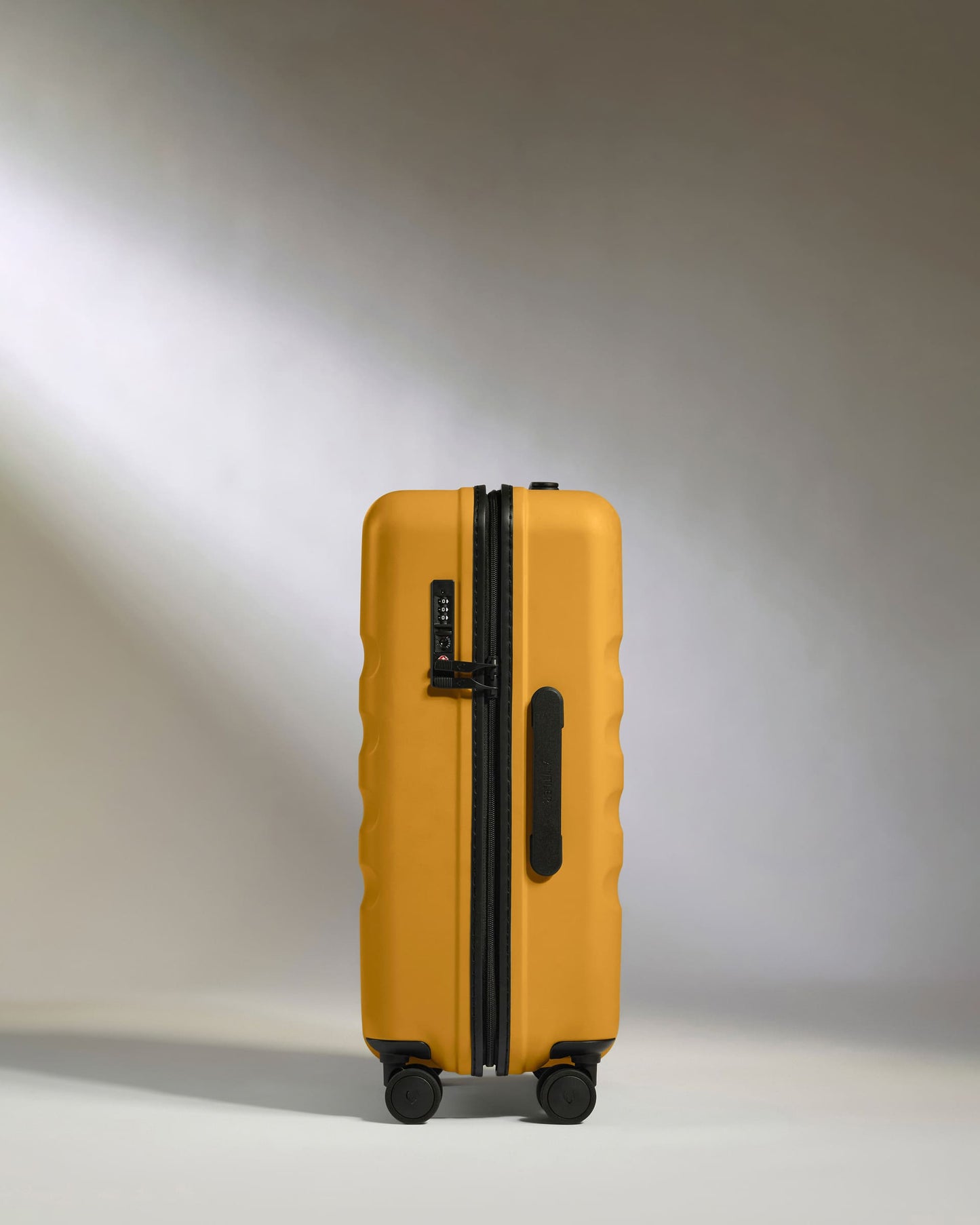 Antler Luggage -  Large Cabin Suitcase in Mustard Yellow - Icon Stripe - Hard Suitcase - Large Cabin Icon Stripe Large Cabin in Dark Yellow | Lightweight & Hard Shell Suitcase