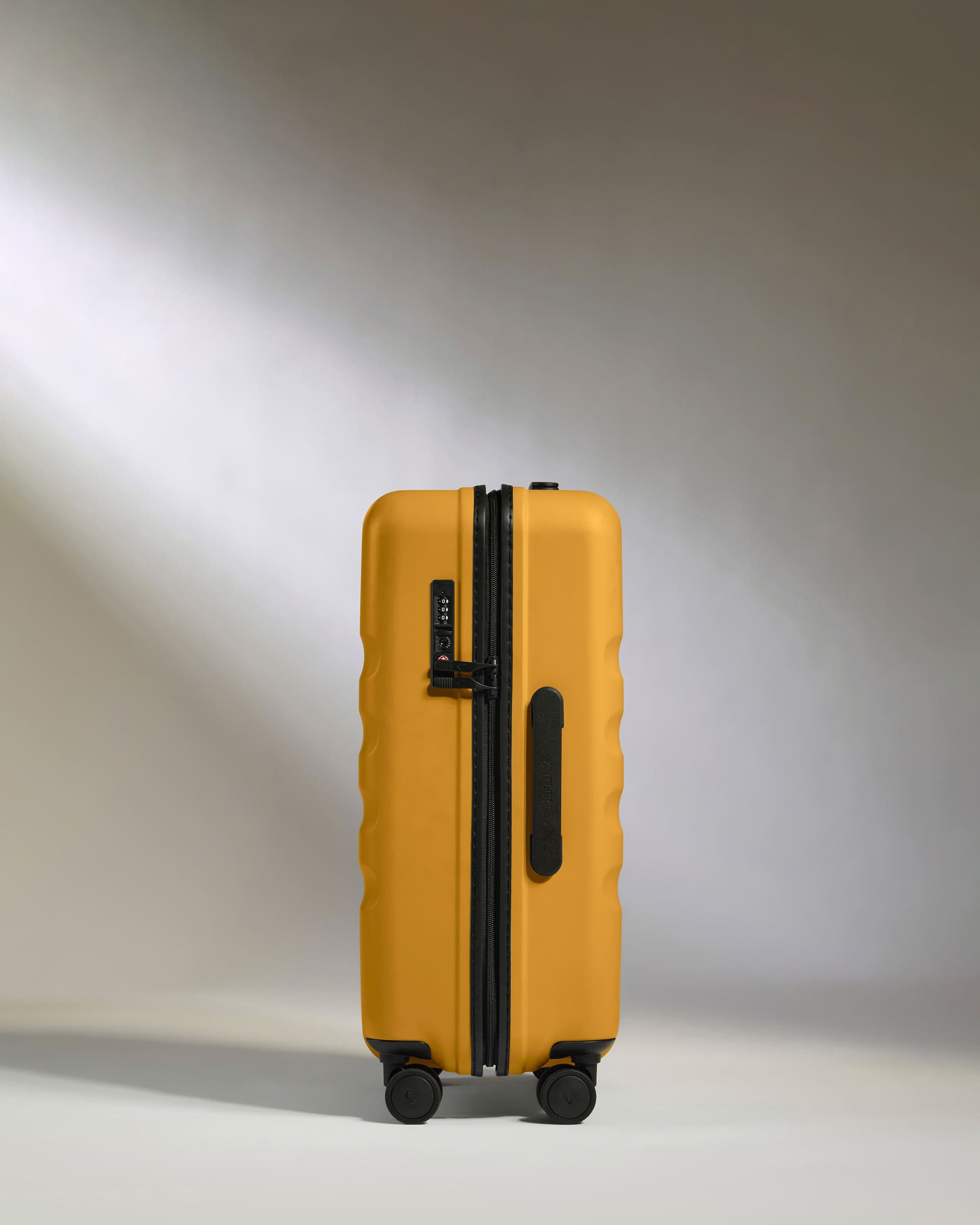Antler Luggage -  Large Cabin Suitcase in Mustard Yellow - Icon Stripe - Hard Suitcase - Large Cabin Icon Stripe Large Cabin in Dark Yellow | Lightweight & Hard Shell Suitcase