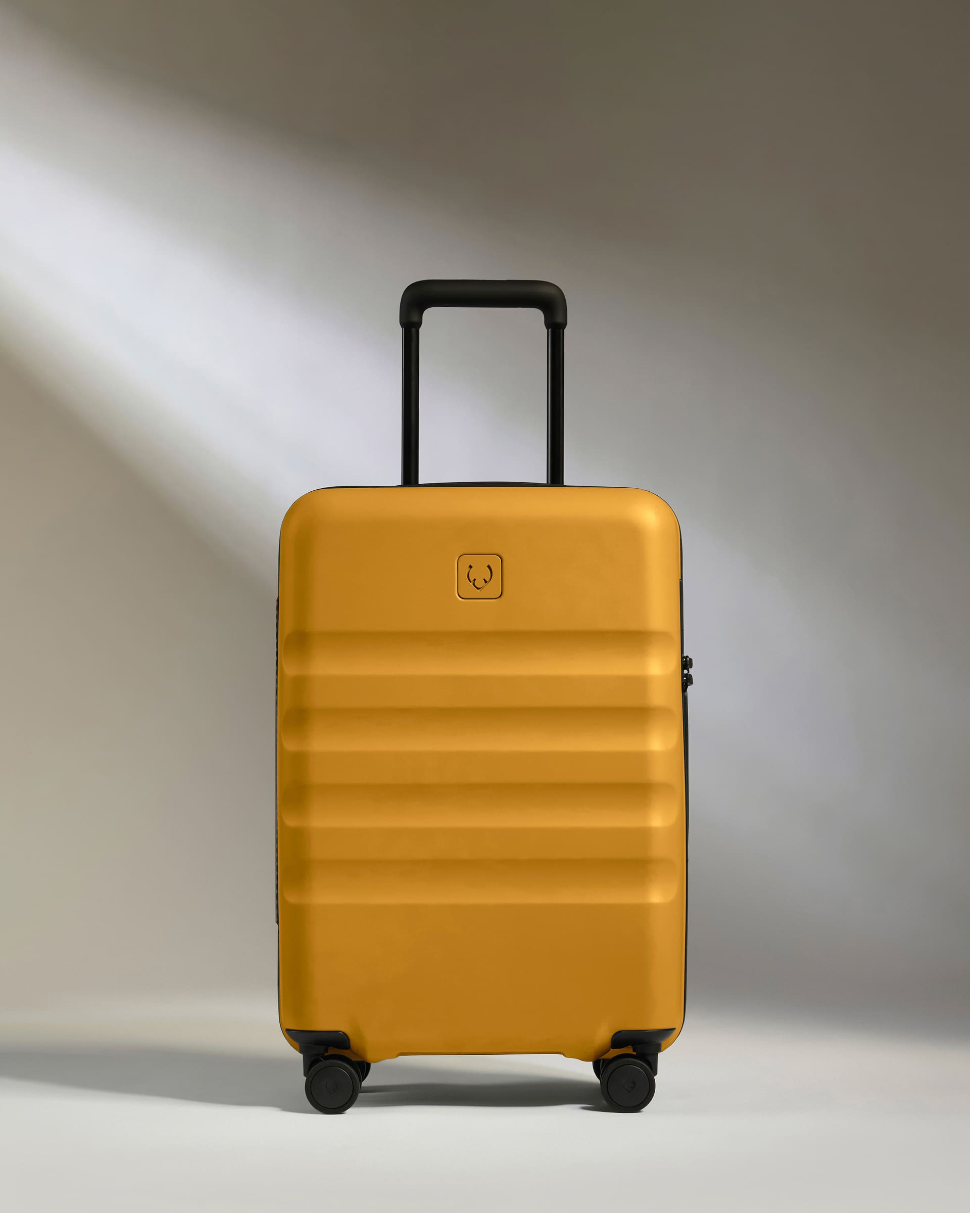 Antler Luggage -  Large Cabin Suitcase in Mustard Yellow - Icon Stripe - Hard Suitcase - Large Cabin Icon Stripe Large Cabin in Dark Yellow | Lightweight & Hard Shell Suitcase