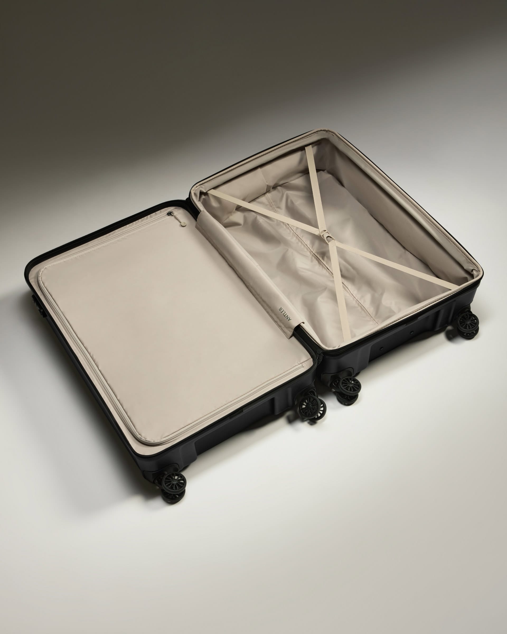 Antler Luggage -  Large Suitcase in Black - Logo - Hard Suitcases Large Suitcase Black - Logo | Lightweight Hard Shell Luggage