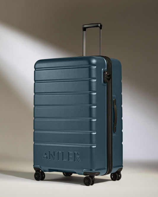Antler Luggage -  Large Suitcase in Blue Grey - Logo - Hard Suitcase - Large Large Suitcase Blue Grey - Logo | Lightweight Hard Shell Luggage