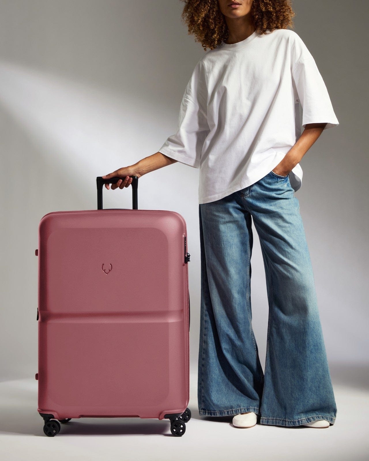 Antler Luggage -  Large Suitcase in Clay Pink - Single Stripe - Hard Suitcase - Large Large Suitcase in Pink - Single Stripe | Checked Luggage & Large Suitcases