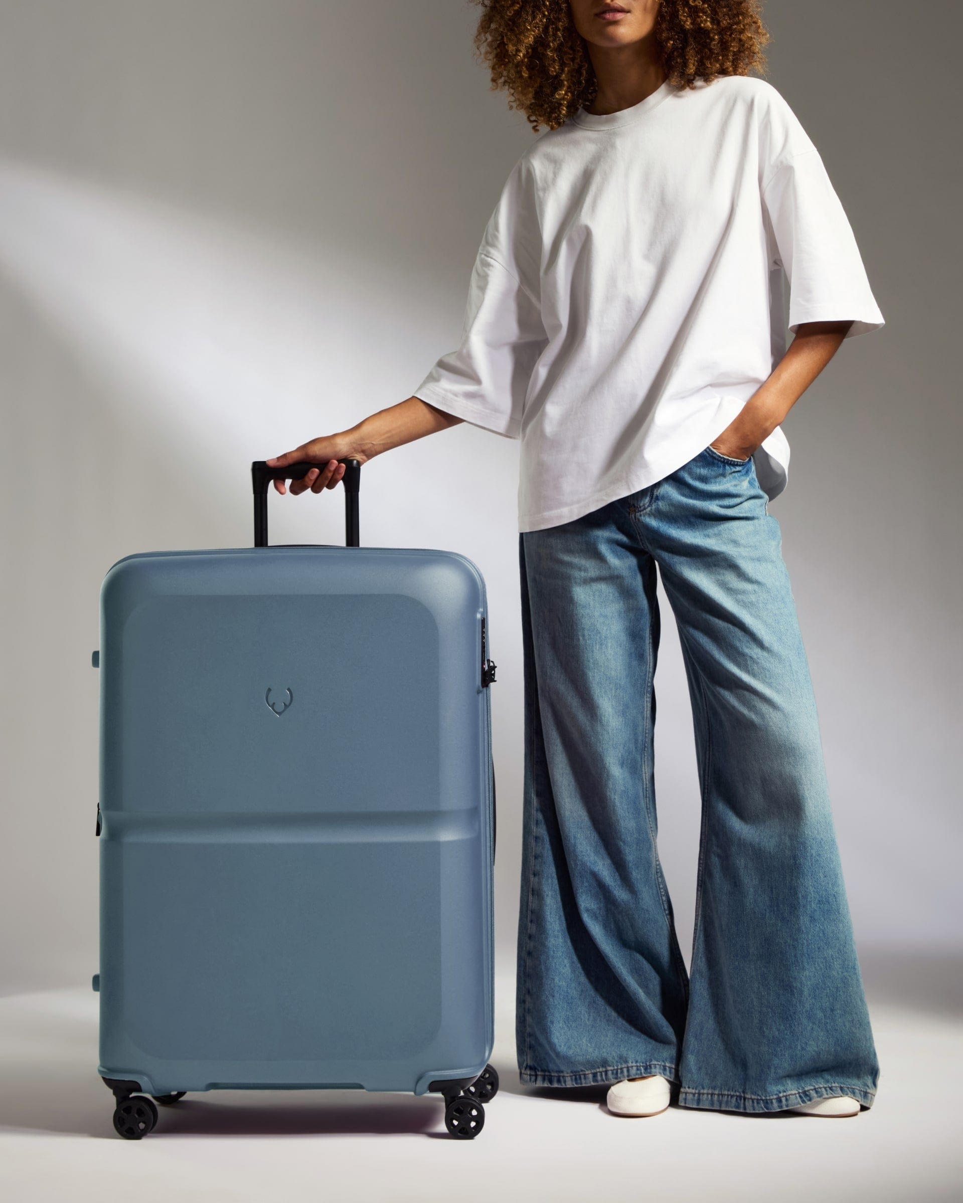 Antler Luggage -  Large Suitcase in Cove Blue - Single Stripe - Hard Suitcase Large Suitcase in Light Blue - Single Stripe | Checked Luggage & Large Suitcases