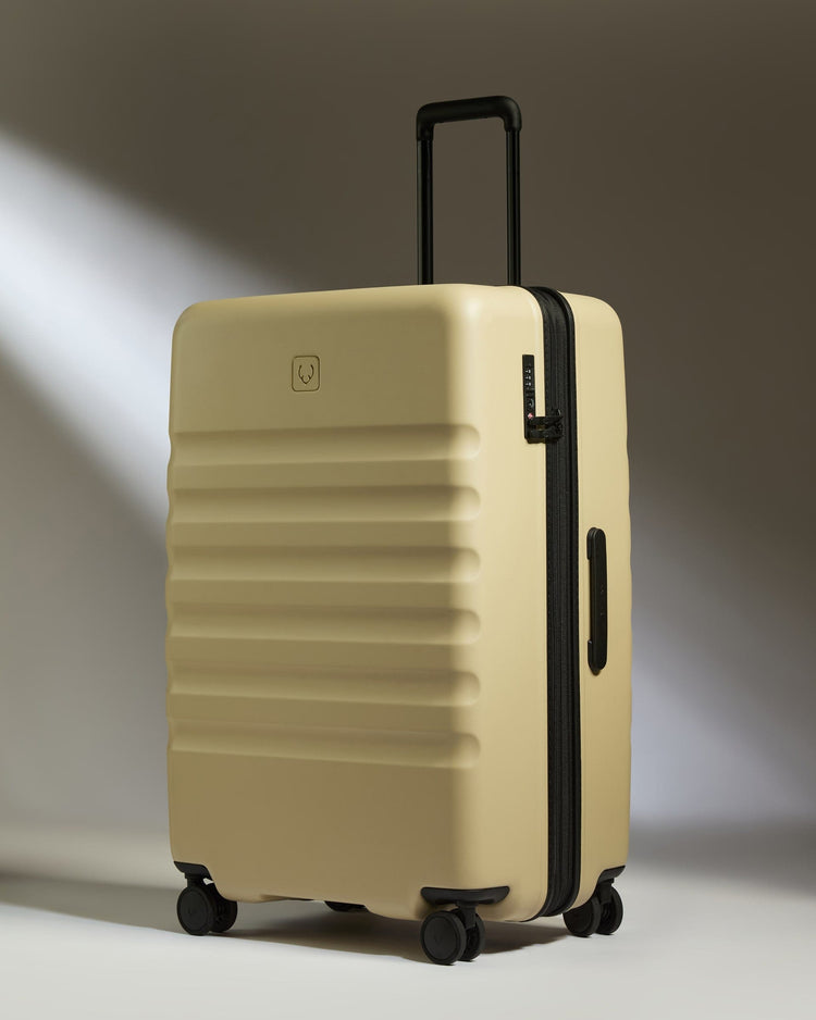 Antler Luggage -  Large Suitcase in Dune Yellow - Icon Stripe - Hard Suitcase Icon Stripe Large Suitcase in Yellow | Lightweight & Hard Shell Suitcase
