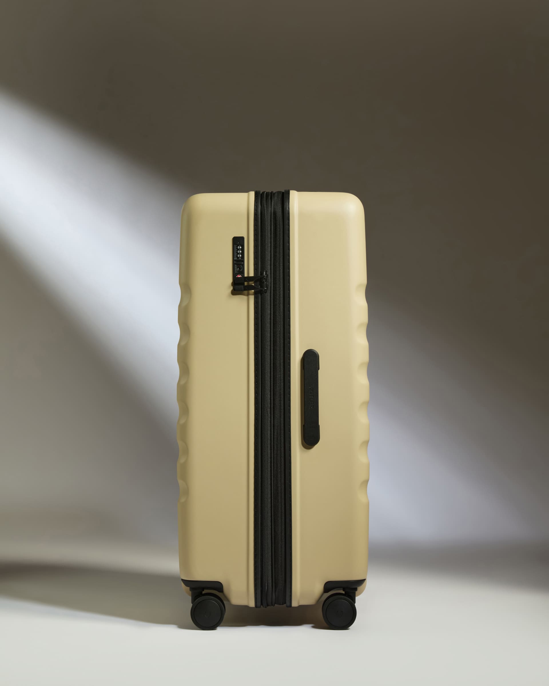 Antler Luggage -  Large Suitcase in Dune Yellow - Icon Stripe - Hard Suitcase Icon Stripe Large Suitcase in Yellow | Lightweight & Hard Shell Suitcase