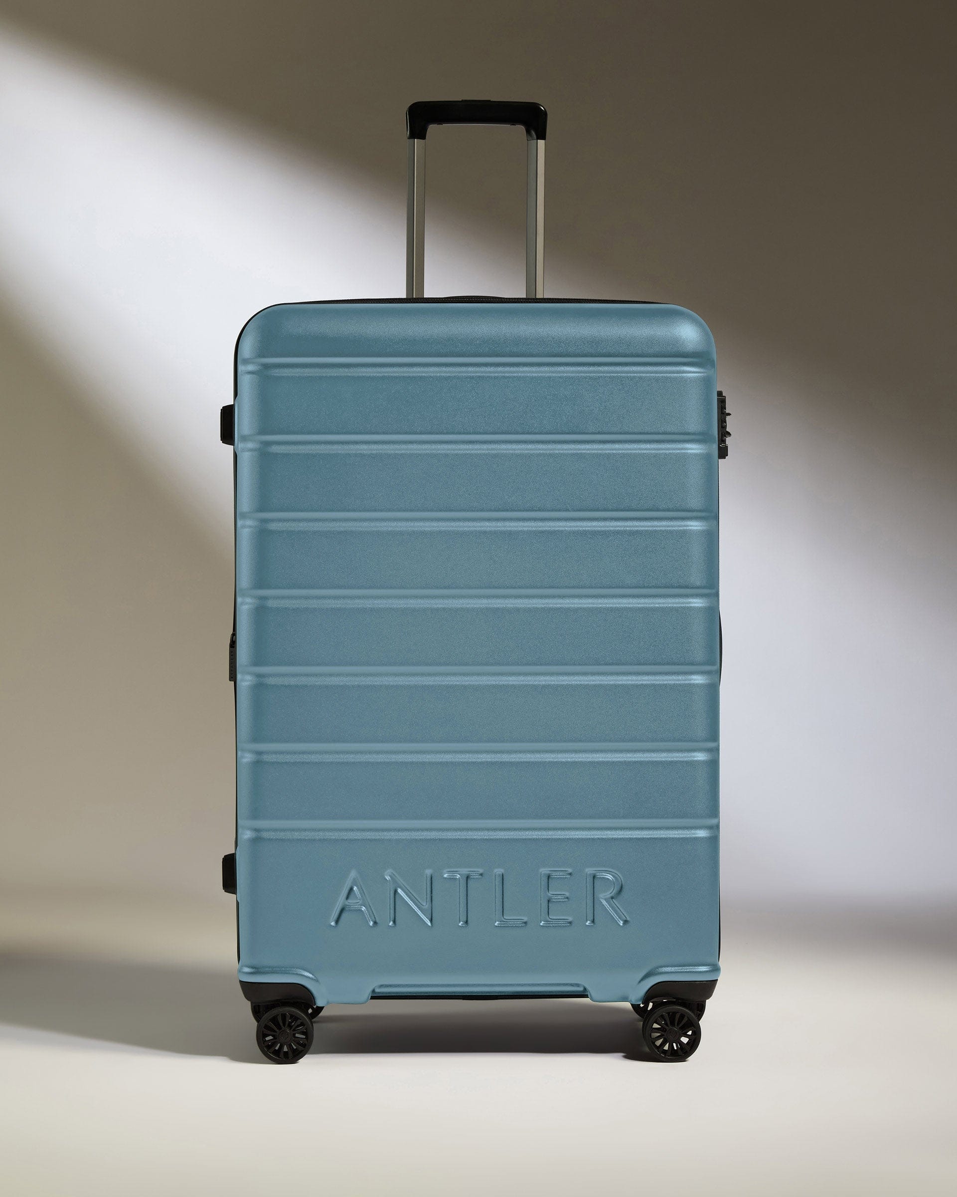 Antler Luggage -  Large Suitcase in Light Blue - Logo - Hard Suitcase - Large Large Suitcase Light Blue - Logo | Lightweight Hard Shell Luggage