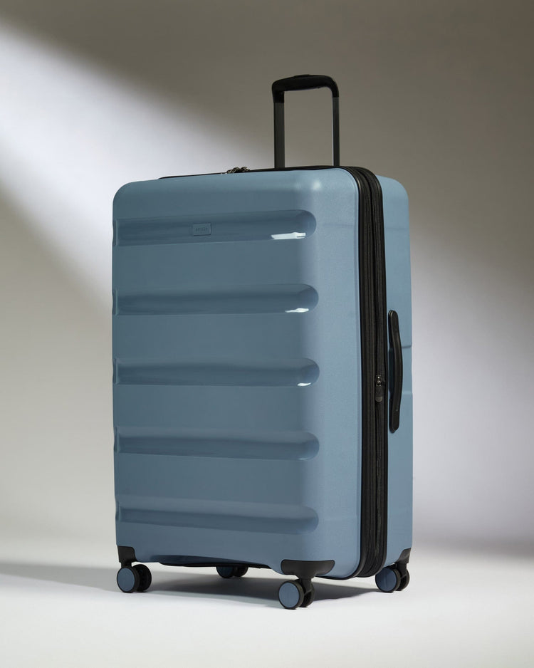 Antler Luggage -  Large Suitcase in Light Blue - Logo Stripe - Hard Suitcase - Large Large Suitcase Light Blue - Logo Stripe | Lightweight Hard Shell Luggage
