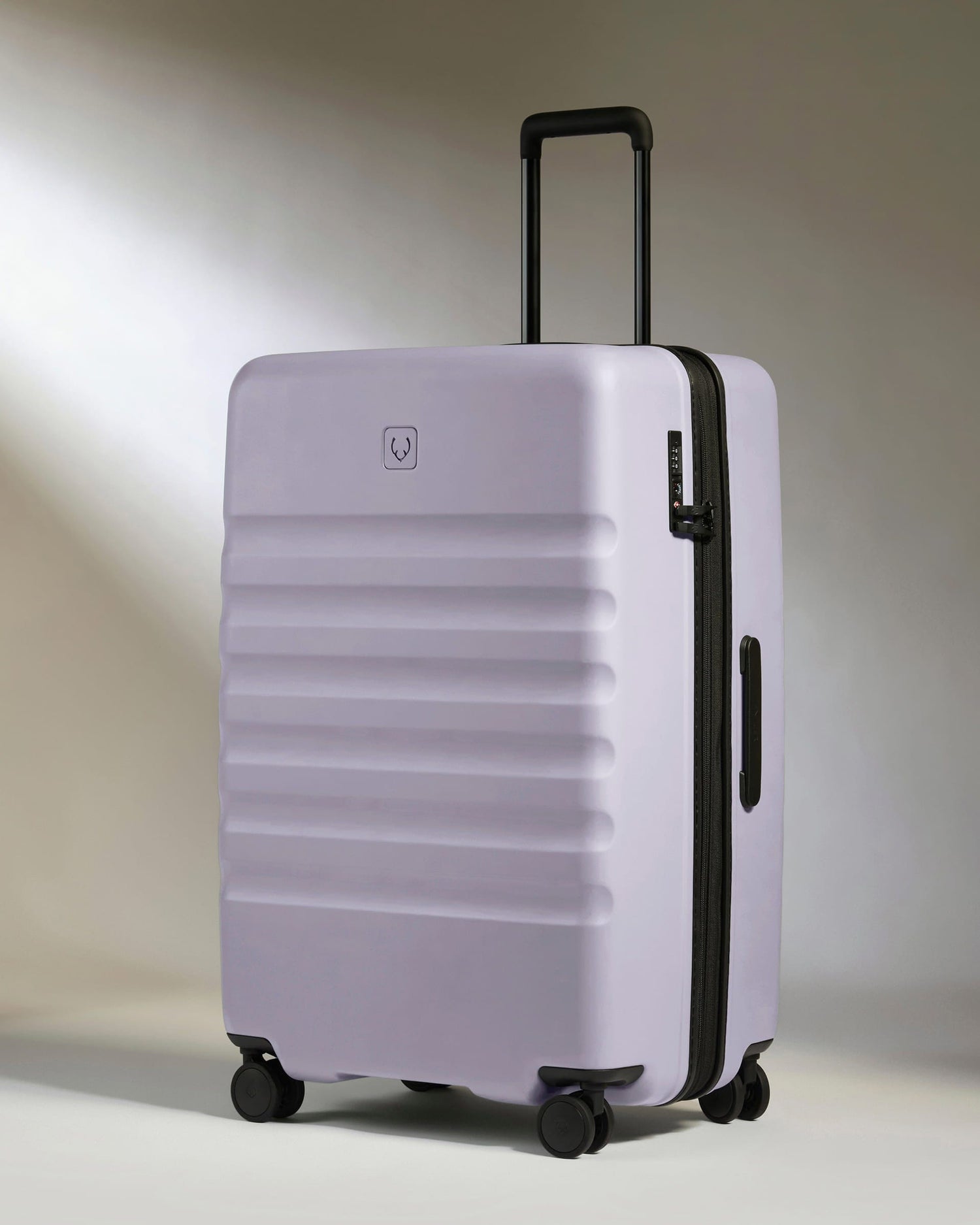 Antler Luggage -  Large Suitcase in Meadow Purple - Icon Stripe - Hard Suitcase - Large Icon Stripe Large Suitcase in Light Purple | Lightweight & Hard Shell Suitcase