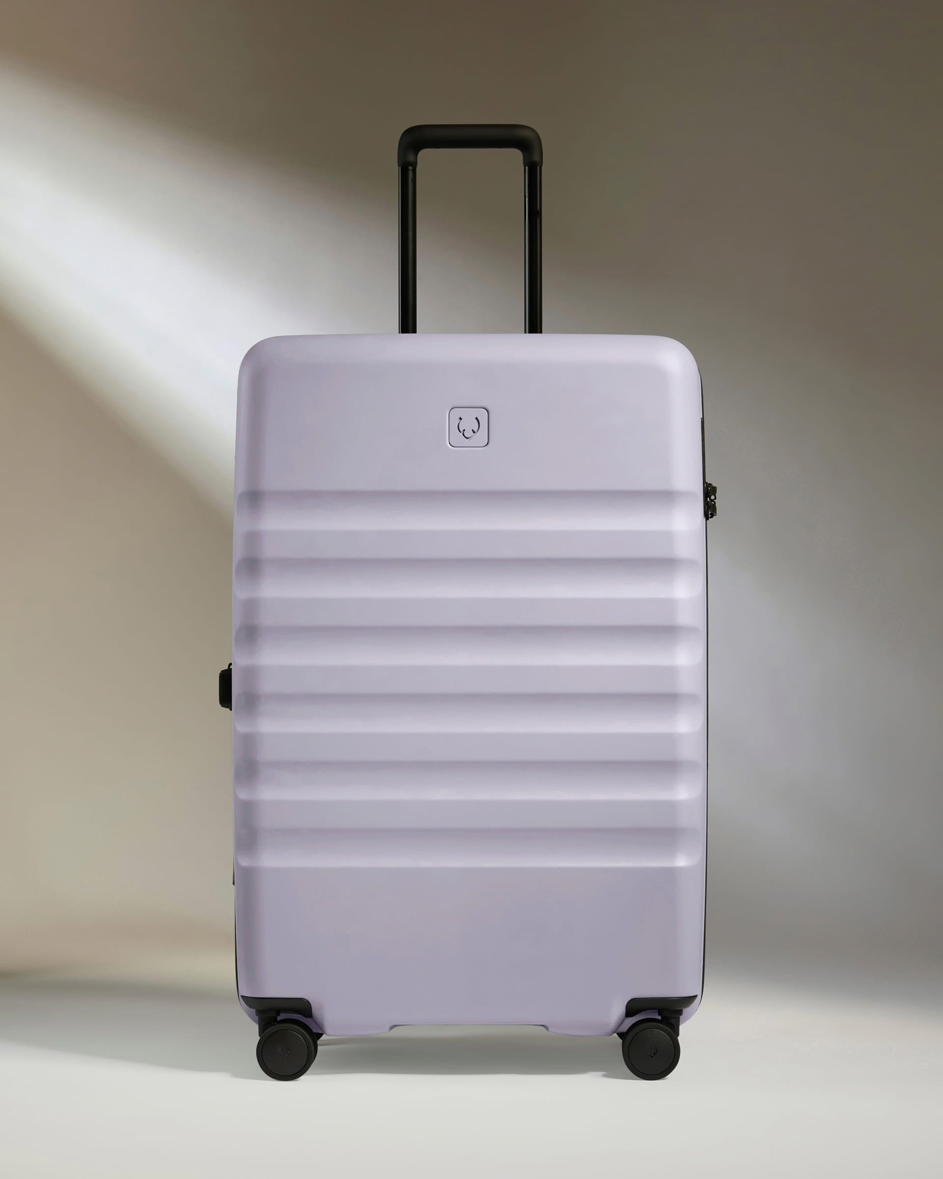 Antler Luggage -  Large Suitcase in Meadow Purple - Icon Stripe - Hard Suitcase - Large Icon Stripe Large Suitcase in Light Purple | Lightweight & Hard Shell Suitcase