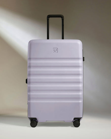 Antler Luggage -  Large Suitcase in Meadow Purple - Icon Stripe - Hard Suitcase - Large Icon Stripe Large Suitcase in Light Purple | Lightweight & Hard Shell Suitcase