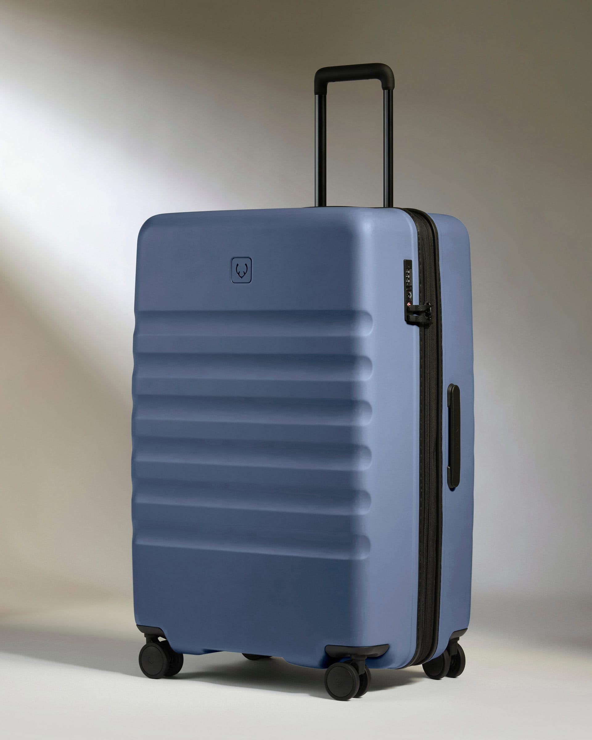 Antler Luggage -  Large Suitcase in Ocean Blue - Icon Stripe - Hard Suitcase - Large Icon Stripe Large Suitcase in Blue | Lightweight & Hard Shell Suitcase