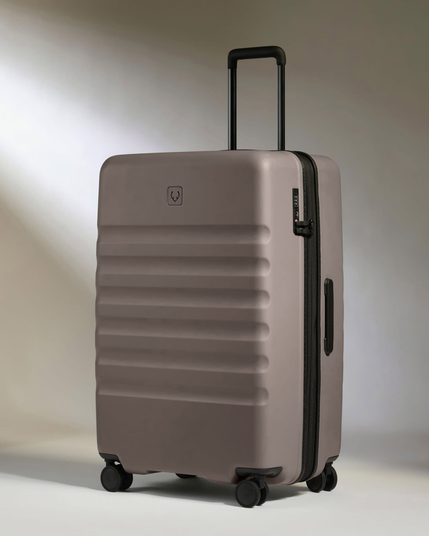 Antler Luggage -  Large Suitcase in Pebble Grey - Icon Stripe - Hard Suitcase - Large Icon Stripe Large Suitcase in Grey | Lightweight & Hard Shell Suitcase