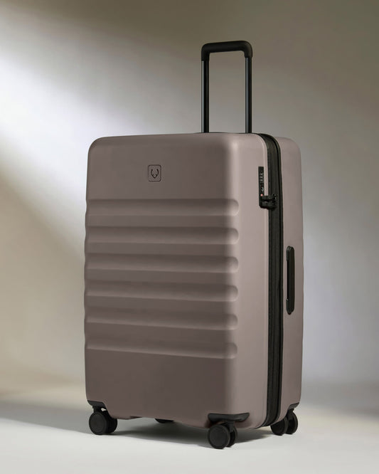 Antler Luggage -  Large Suitcase in Pebble Grey - Icon Stripe - Hard Suitcase - Large Icon Stripe Large Suitcase in Grey | Lightweight & Hard Shell Suitcase