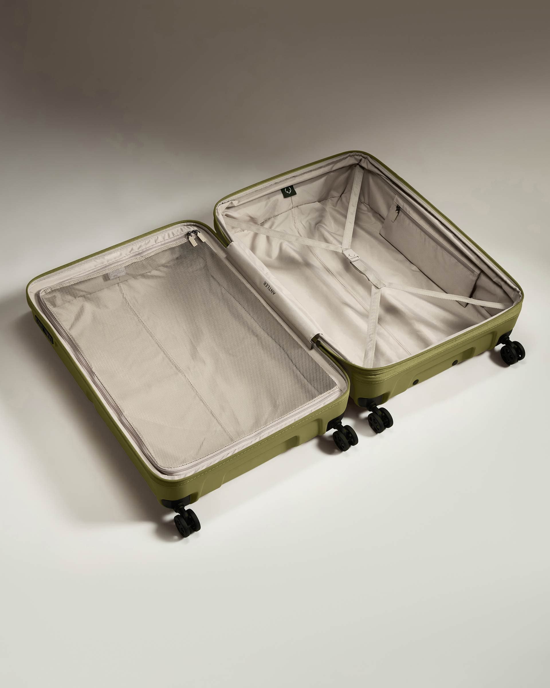Antler Luggage -  Large Suitcase in Reed Green - Single Stripe - Hard Suitcase - Large Large Suitcase in Green - Single Stripe | Checked Luggage & Large Suitcases