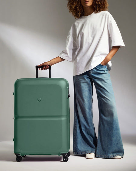 Antler Luggage -  Large Suitcase in Seagrass Green - Single Stripe - Hard Suitcase - Large Large Suitcase in Green - Single Stripe | Checked Luggage & Large Suitcases
