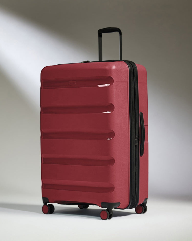 Antler Luggage -  Large Suitcase in Soft Red - Logo Stripe - Hard Suitcase - Large Large Suitcase Red - Logo Stripe | Lightweight Hard Shell Luggage