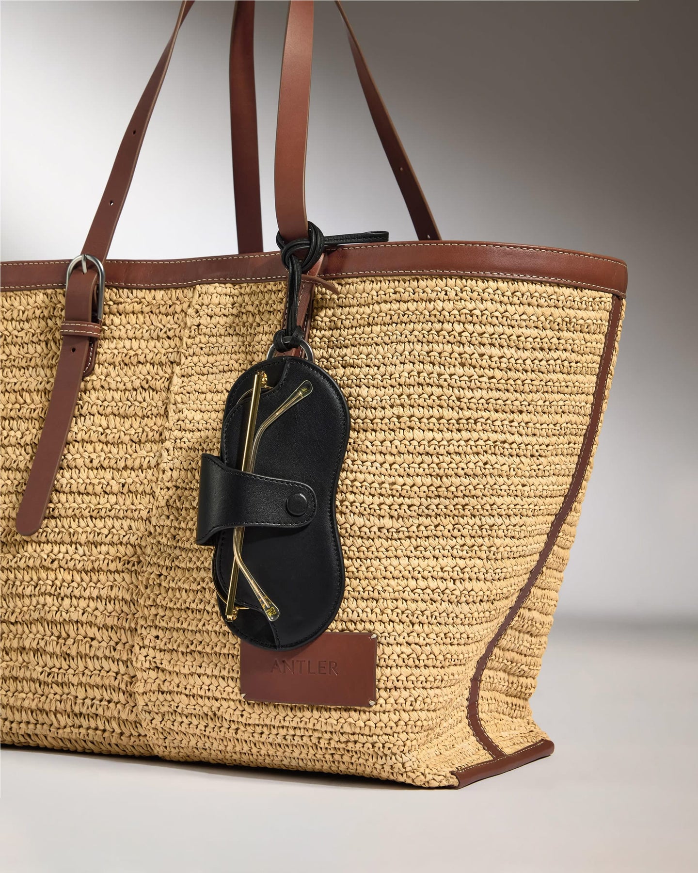 Antler Luggage -  Leather Sunglasses Case in Black- Summer Capsule - Pouch Leather Sunglasses Case in Black- Summer Capsule