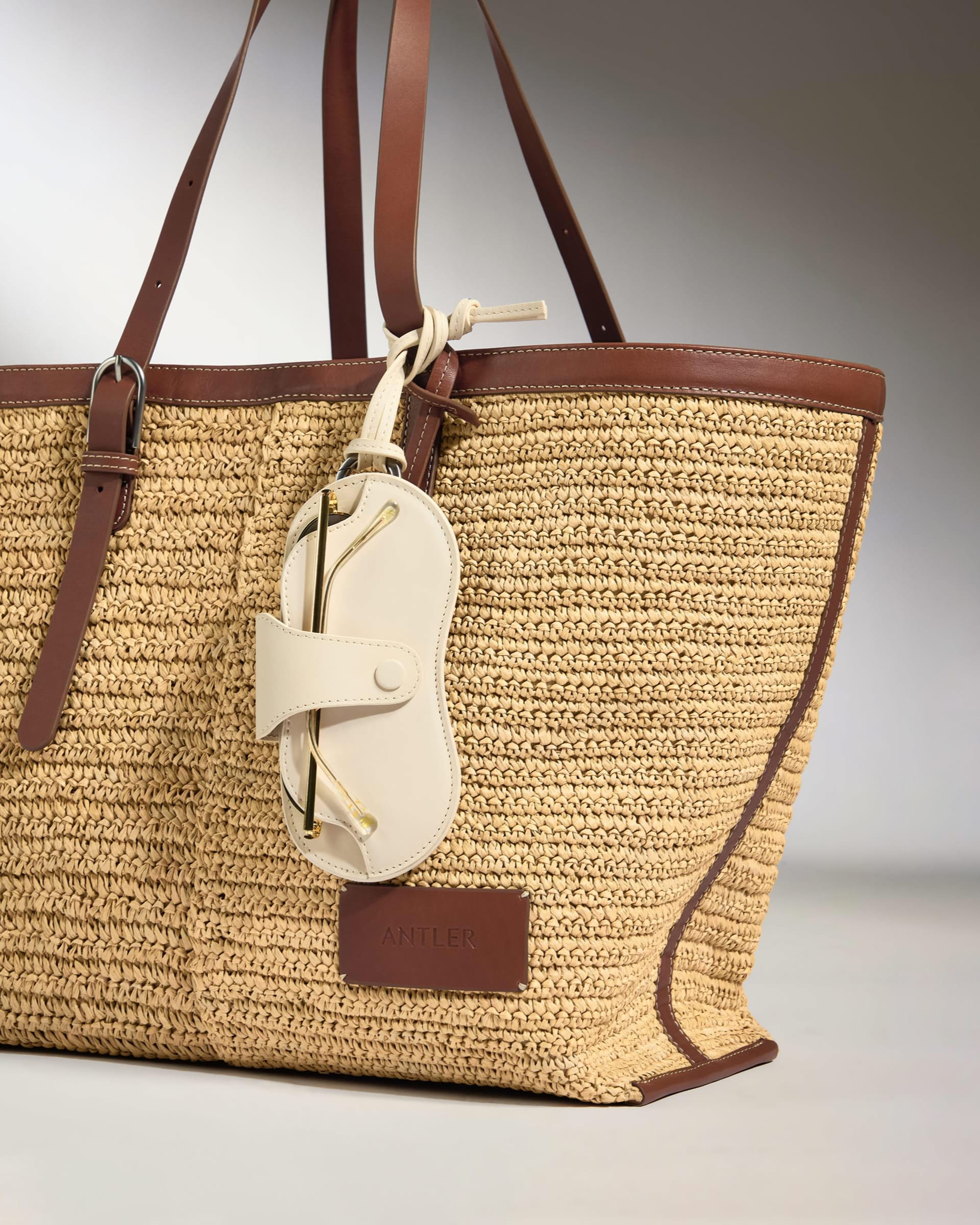 Antler Luggage -  Leather Sunglasses Case in Cream - Summer Capsule - Pouch Leather Sunglasses Case in Cream - Summer Capsule