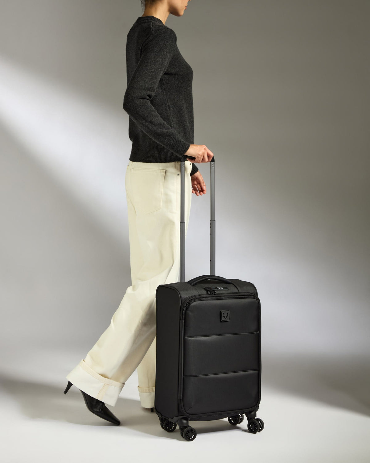 Antler Luggage -  Lightest Cabin Suitcase in Black - Soft Stripe 2.0 - Soft Suitcase - Standard Cabin Lightest Cabin Suitcase in Black - Soft Stripe 2.0 | Soft Suitcase & Cabin Bag