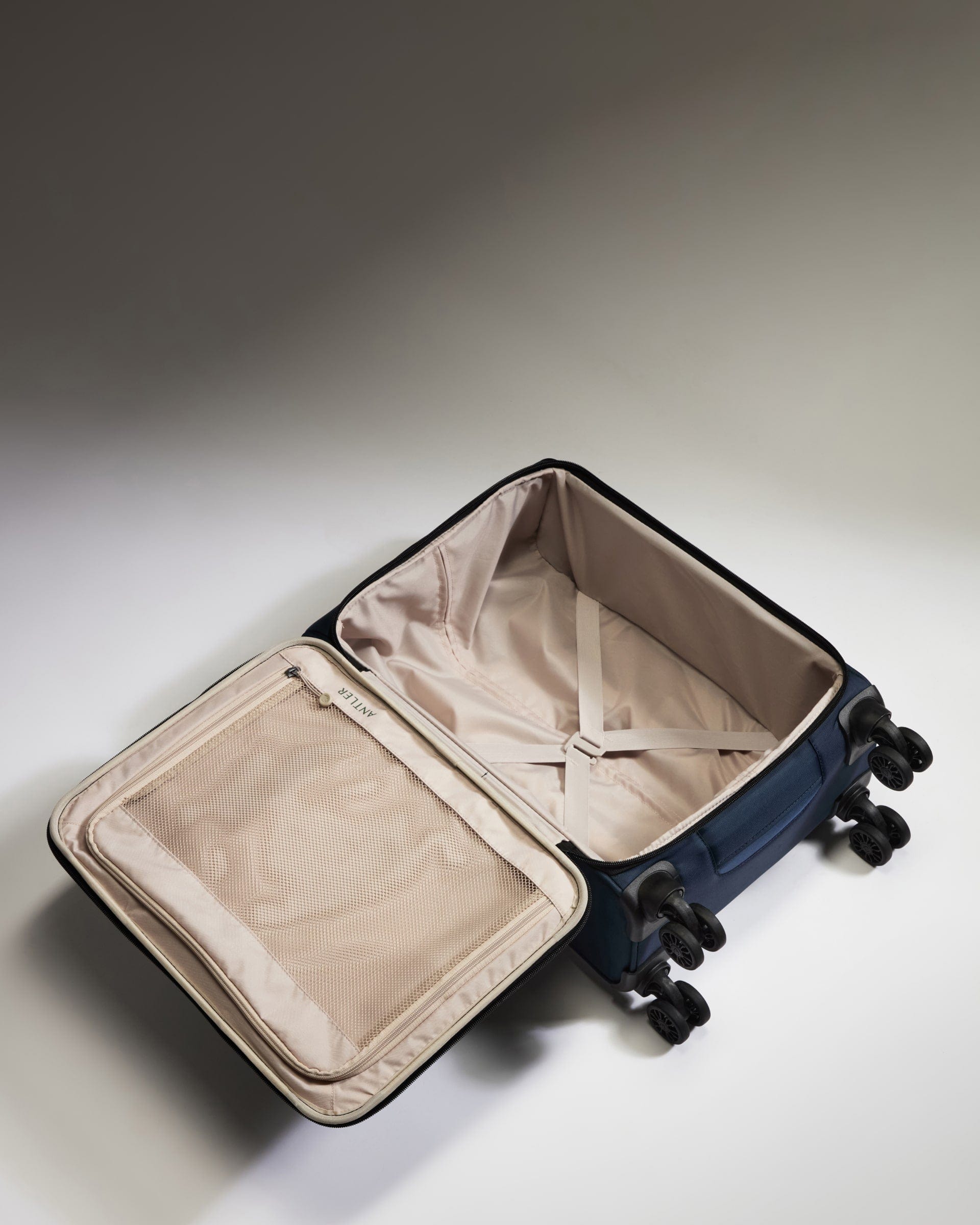 Antler Luggage -  Lightest Cabin Suitcase in Indigo Blue - Soft Stripe 2.0 - Soft Suitcase Lightest Cabin Suitcase in Navy - Soft Stripe 2.0 | Soft Suitcase & Cabin Bag