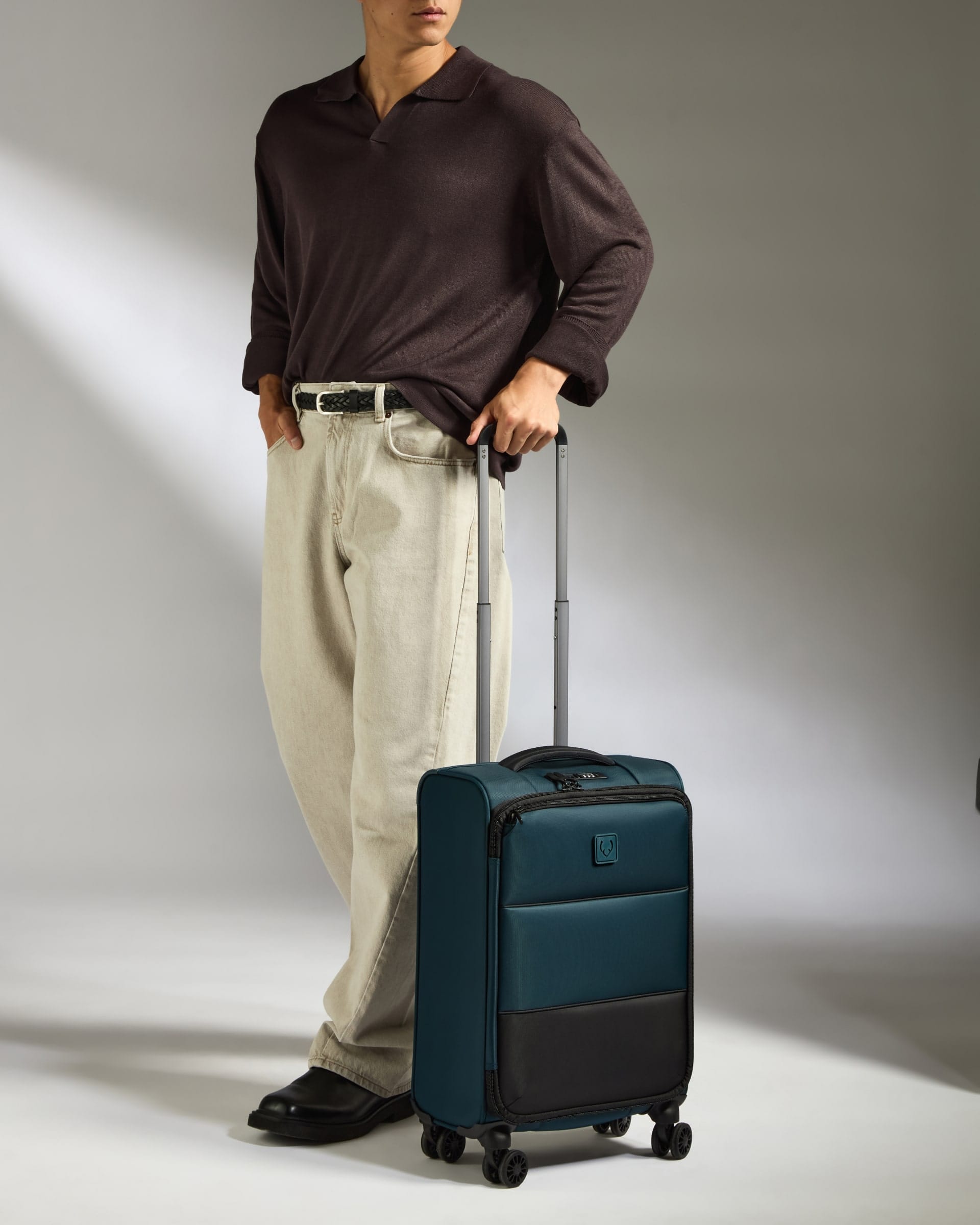 Antler Luggage -  Lightest Cabin Suitcase in Indigo Blue - Soft Stripe 2.0 - Soft Suitcase - Standard Cabin Lightest Cabin Suitcase in Navy - Soft Stripe 2.0 | Soft Suitcase & Cabin Bag