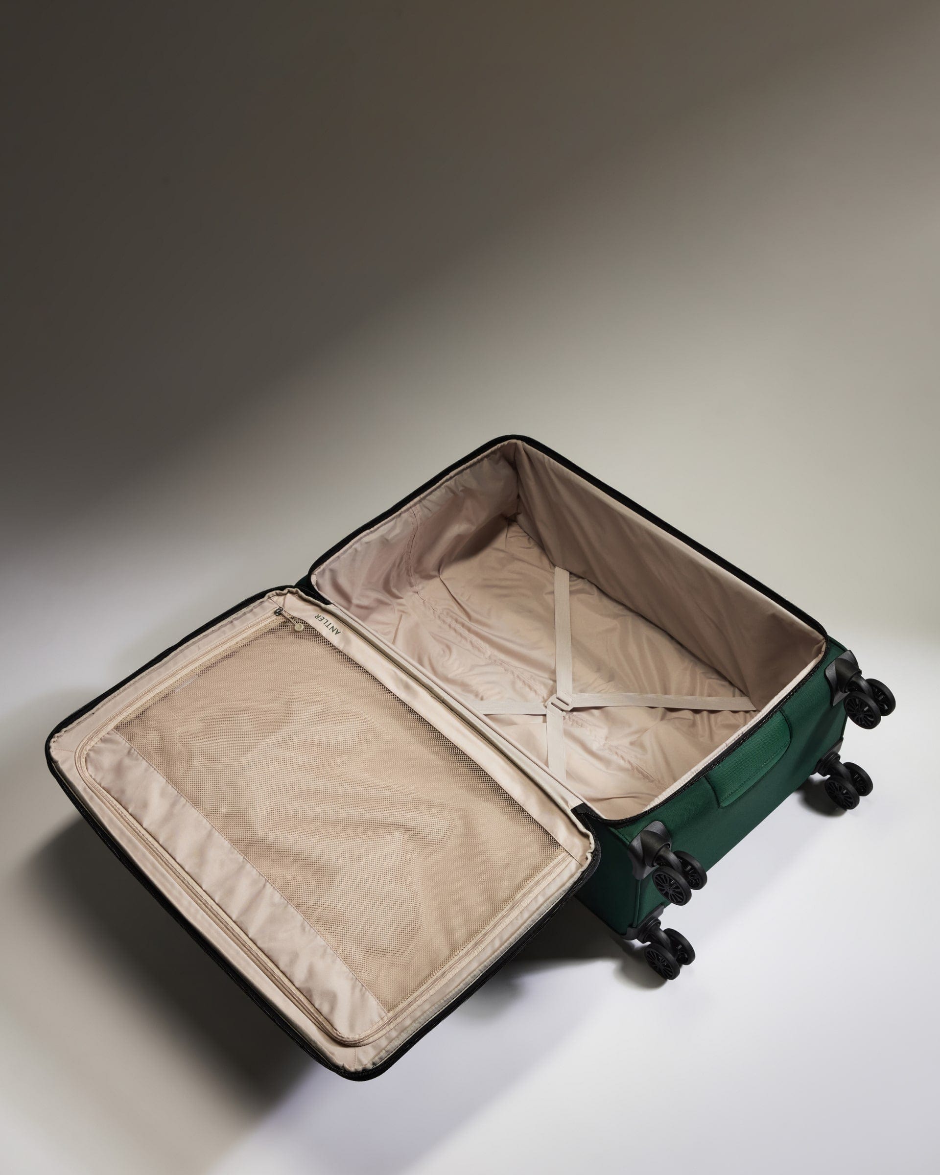 Antler Luggage -  Lightest Large Suitcase in Antler Green - Soft Stripe 2.0 - Soft Suitcase Lightest Large Suitcase in Green - Soft Stripe 2.0 | Soft Checked Suitcase